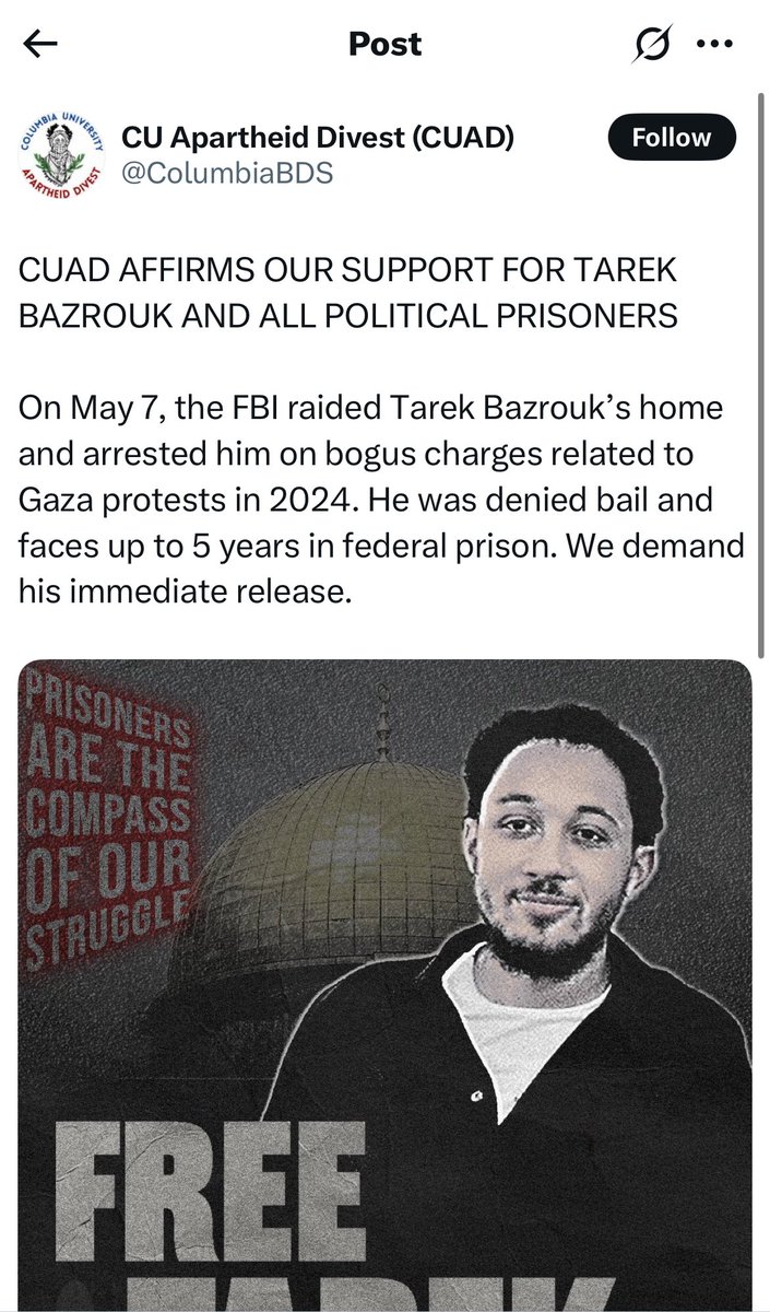 LishiBaker's tweet image. Tarek Bazrouk assaulted me on the streets of NYC.
The @Columbia protest movement just called the charges “bogus” and took his side.
This is what Columbia’s culture of antisemitism looks like. A $200 million fine is not going to fix anything. We need real accountability.