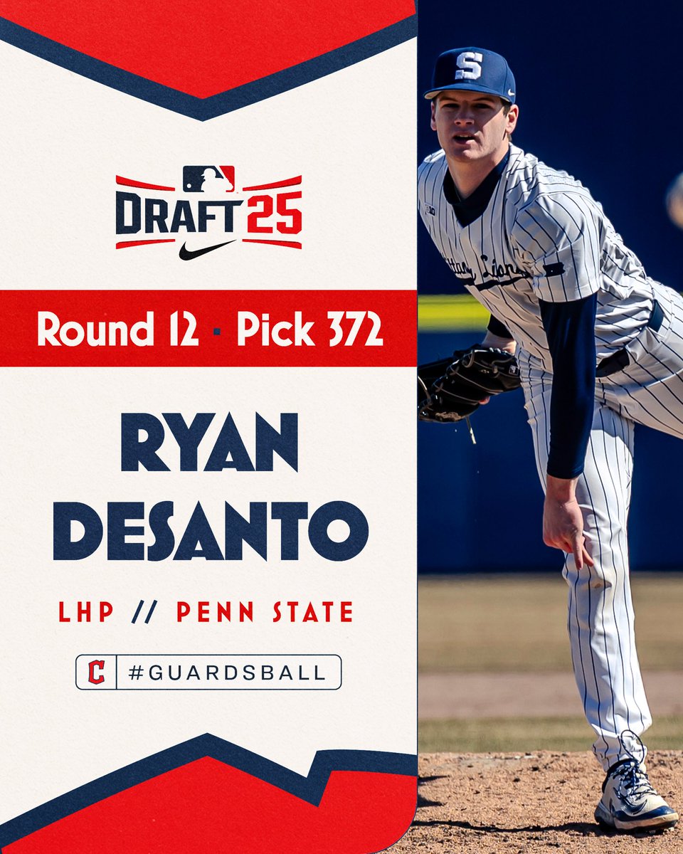 With the 372nd pick in the 2025 MLB Draft, we have selected LHP Ryan DeSanto out of Penn State. 

#GuardsBall