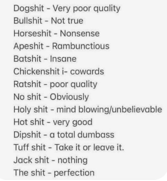 “Shit speak” 101: Educate yourselves 👇🏻