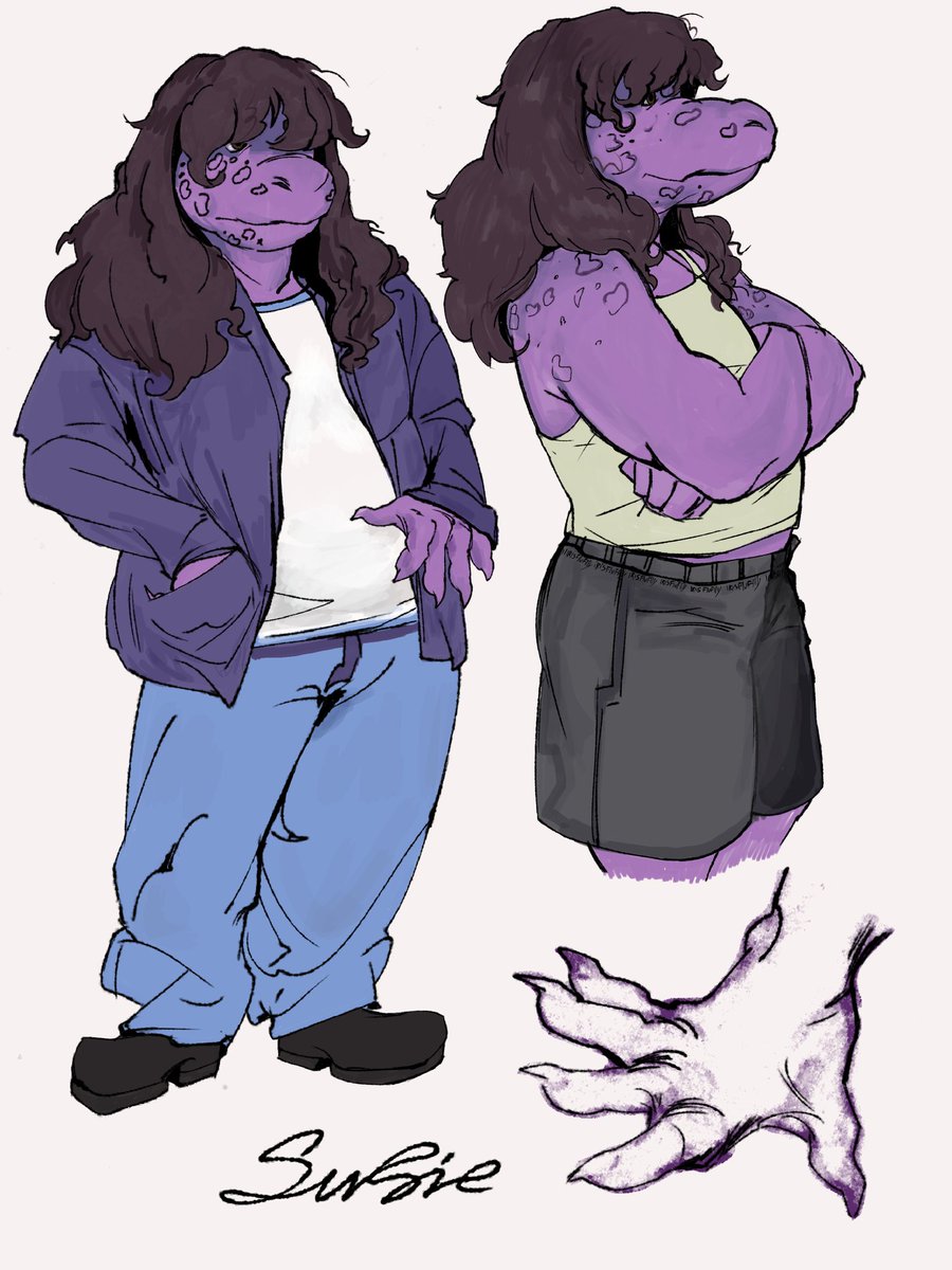 irisfluffy's tweet image. Percebi que sempre que eu ia fazer a Susie, eu mudava alguma coisa 😔 então, fiz um desenho meio que fixando as coisas que eu gosto pra não mudar mais
#deltarune #susie