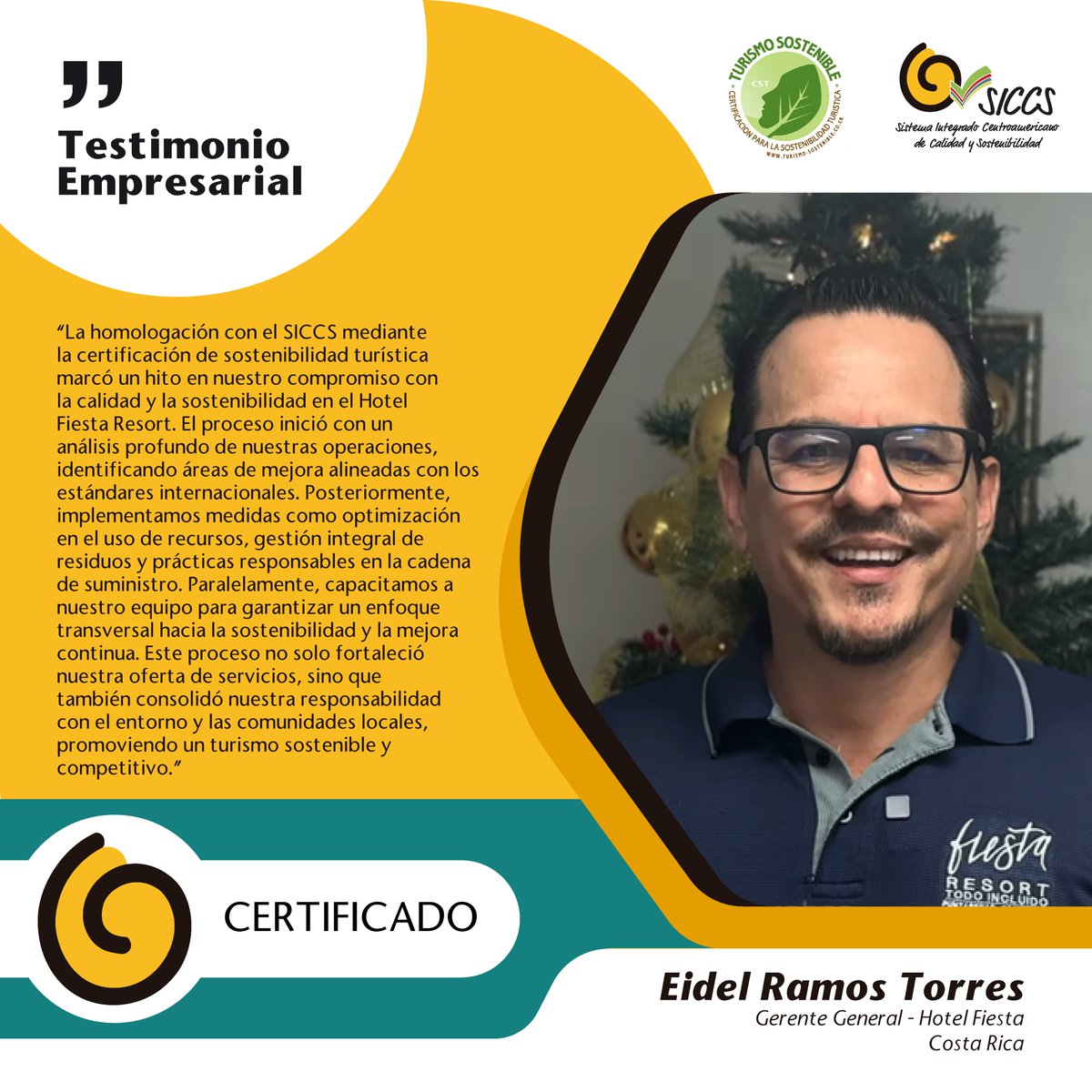 calidadsiccs's tweet photo. 🌿 El Hotel Fiesta Resort en Costa Rica 🇨🇷ha marcado un antes y un después en su gestión turística al homologarse con el Sello SICCS, elevando sus estándares a nivel internacional.
@sitca_turismo @esencialCR 
#SICCS #TurismoSostenible #CostaRica #SICA https://t.co/w7yECQSBmT