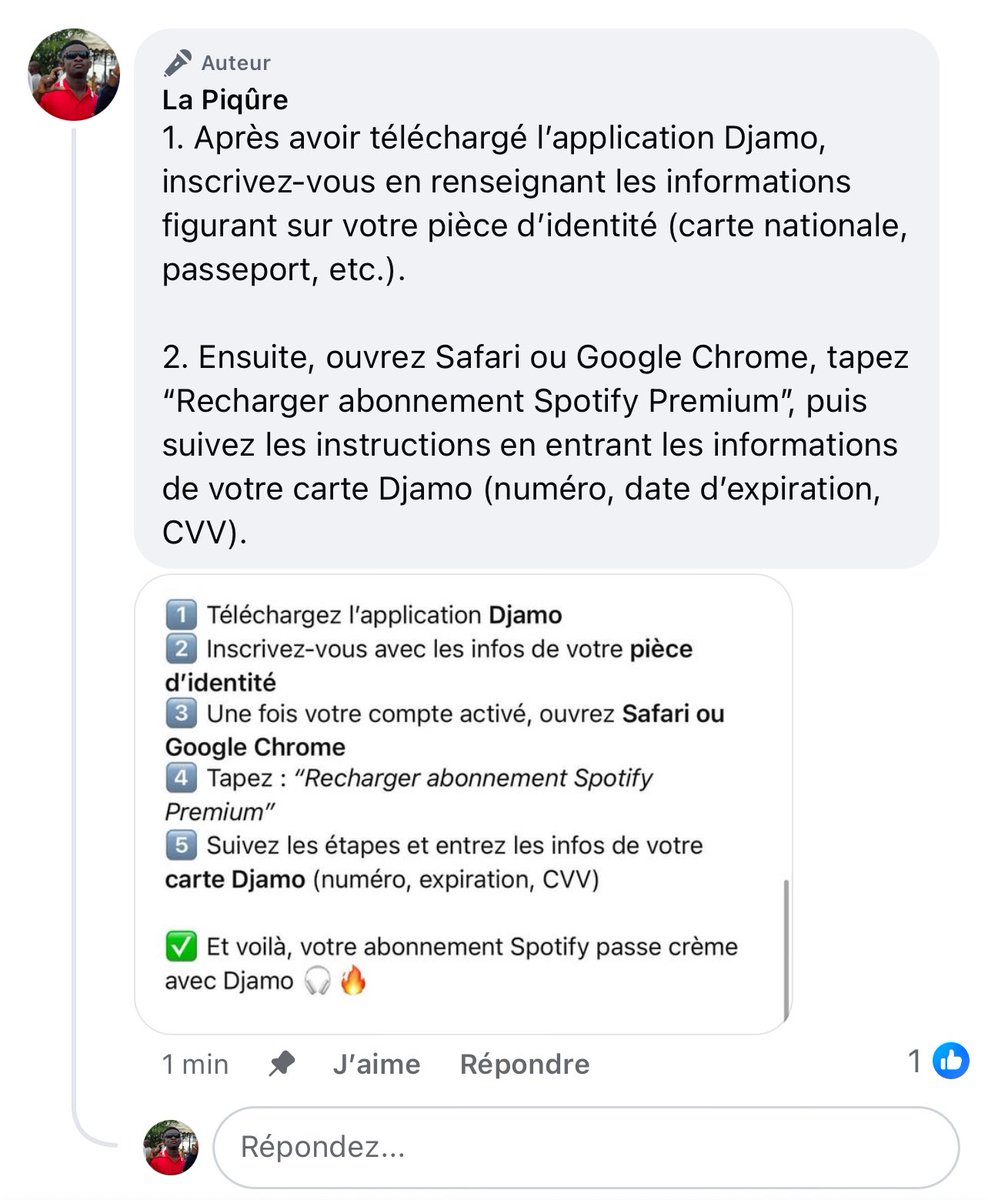 ttcarl13's tweet photo. Les gars 🔥Il est bel et bien possible de recharger son abonnement Spotify Premium avec la carte Djamo
Donc téléchargez l’application Djamo maintenant et soyez carré niveau musique 🎧💳
👉 Republiez pour que les autres conspirateurs tombent dessus aussi
#Djamo #SpotifyPremium https://t.co/I2q79j5cbZ