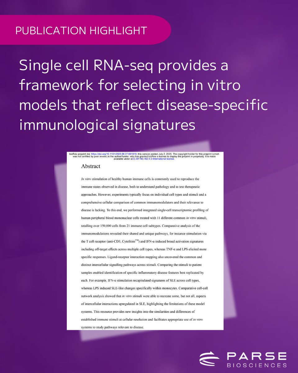 A new study from a team at Gilead used single cell RNA-seq to profile the response of 21 immune cell types to 11 different immunomodulators, providing a framework for choosing most biologically-relevant in vitro models of immunological disease
parse.bio/3UdhDxK