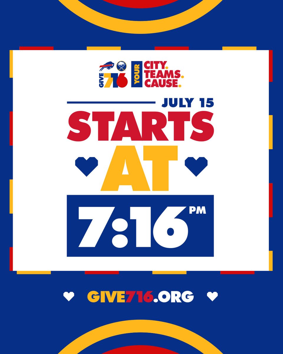 HAPPY 716 DAY! Help those who help our community in so many incredible ways. 

Give 716 starts at 7:16pm tonight: bufbills.co/Give716