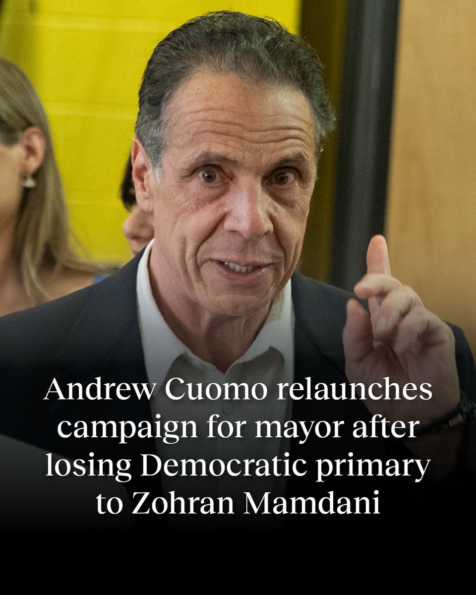 Cuomo, who lost the Democratic mayoral primary announced Monday he plans to actively campaign for New York City mayor on an independent ballot line: bit.ly/3IHOAQo