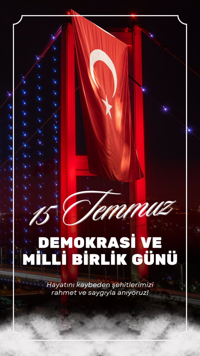 Biz o gece, sadece bir darbeyi değil; bağımsızlığımıza, ezanımıza, bayrağımıza yönelen topyekûn saldırıyı, sarsılmaz bir imanla ve cesaretle püskürttük. 

#15TemmuzDestanı 🇹🇷