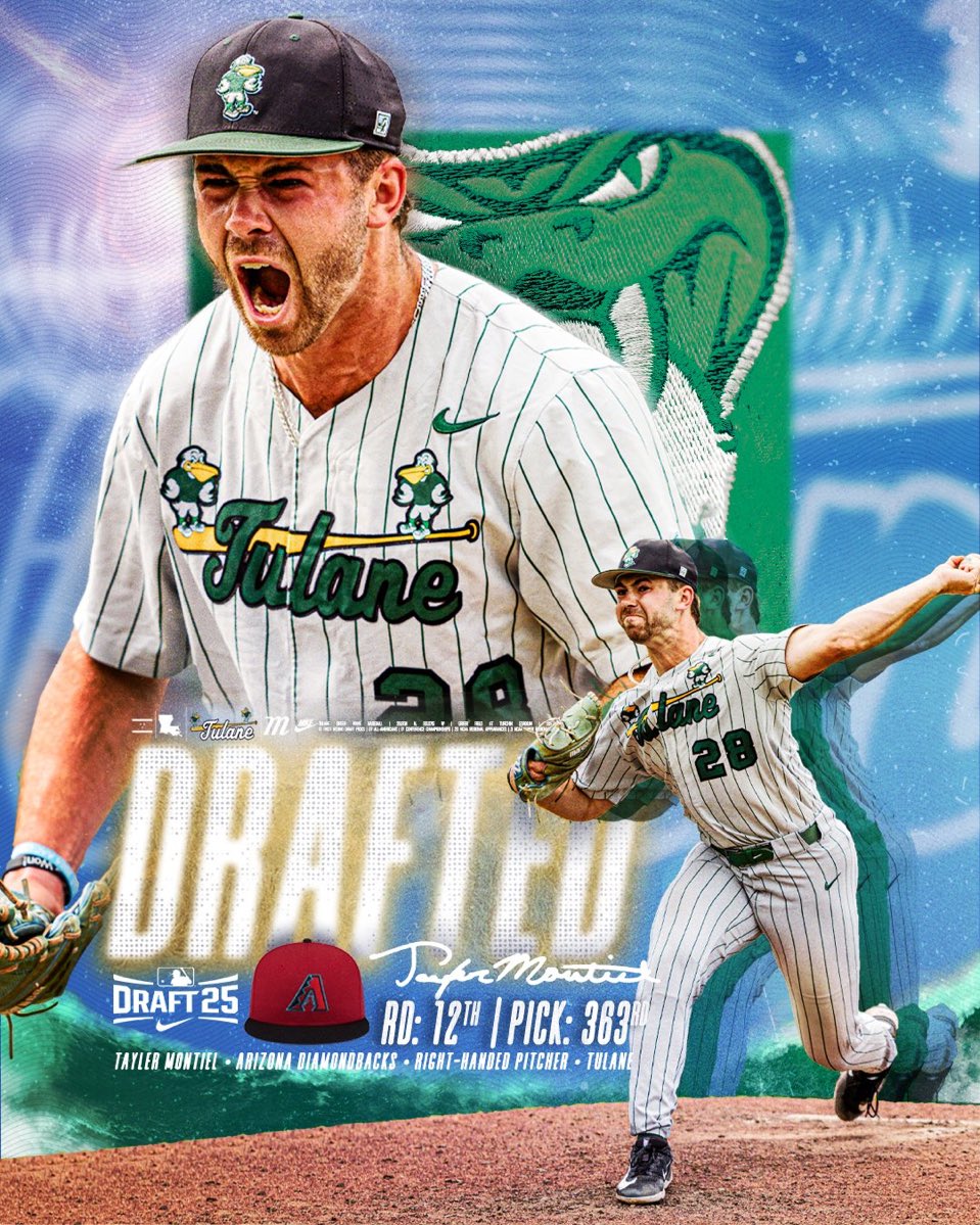 waveballmanager's tweet image. Congrats to @TaylerMontiel on getting drafted in the 12th round to the Arizona Diamondbacks.
His stats in 2025:
43.1 IP
3.53 ERA
54 SO
0.99 WHIP
.182 BAA
11.22 K/9
#ProWave🌊⚾️