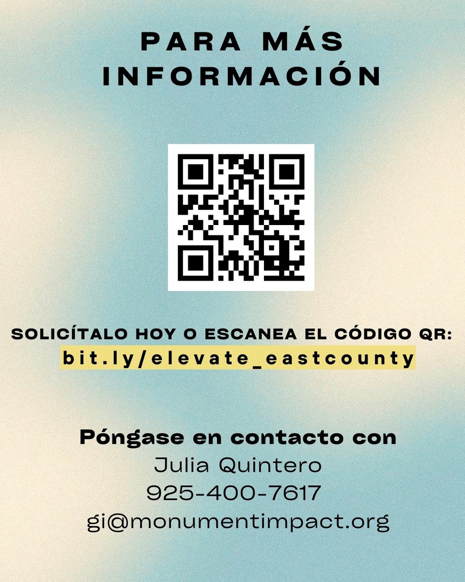 Estamos orgullosos de presentar Elevate East County - nuestro segundo piloto de ingreso garantizado creado para elevar a los padres estudiantes en East Contra Costa. Vaya a bit.ly/elevate_eastco… para aprender más acerca de cómo aplicar. Las aplicaciones abren 16 de julio, 2025