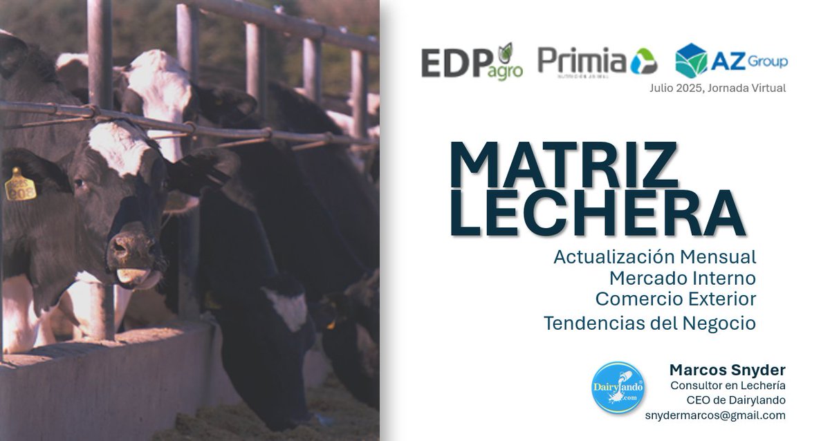 dairylando's tweet photo. #AZGroup #Primia #lEDPagro
Preparando el inicio de una serie mensual de charlas para el sector lechero. Llamamos MATRIZ LECHERA a este espacio pues analizaremos las variables claves del negocio, interrelacionadas, para entender la dinámica del sector y sus tendencias.