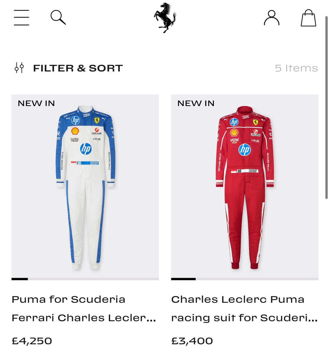 g4ryw4lker's tweet image. And us footy shirt collectors think £130 for a player issue is steep…
Ferrari & Puma really said “Hold my espresso.” ☕️
Behold: Ferrari replica race suits! from £3,400 to £4,250
Imagine rocking up to the local Esso in these!
store.ferrari.com/en-gb/search