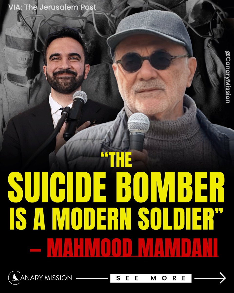 Mahmood Mamdani, Columbia professor and father of NYC Democratic nominee Zohran Mamdani, has glorified suicide bombings and praised the intifada.

He called the suicide bomber “a modern soldier” and hopes for a Third Intifada.

He promotes BDS and calls Israel a “colonial power”