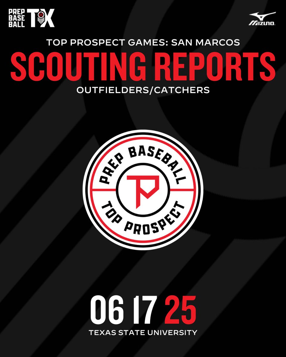 Prep Baseball Texas (@prepbaseball_tx) on Twitter photo ๐๐จ๐ฉ ๐๐ซ๐จ๐ฌ๐ฉ๐๐๐ญ ๐๐๐ฆ๐๐ฌ ๐๐๐ง ๐๐๐ซ๐๐จ๐ฌ: ๐๐ฎ๐ญ๐๐ข๐๐ฅ๐๐๐ซ/๐๐๐ญ๐๐ก๐๐ซ ๐๐ง๐๐ฅ๐ฒ๐ฌ๐ข๐ฌ ๐
Scouting reports on every outfielder and catcher from the Top Prospect Games: San Marcos, along with a Top-5๏ธโฃ ranking of the day's top performers.๐
๐: ๐๐จ๐ฉ ๐๐ซ๐จ๐ฌ๐ฉ๐๐๐ญ ๐๐๐ฆ๐๐ฌ ๐๐๐ง ๐๐๐ซ๐๐จ๐ฌ: ๐๐ฎ๐ญ๐๐ข๐๐ฅ๐๐๐ซ/๐๐๐ญ๐๐ก๐๐ซ ๐๐ง๐๐ฅ๐ฒ๐ฌ๐ข๐ฌ ๐
Scouting reports on every outfielder and catcher from the Top Prospect Games: San Marcos, along with a Top-5๏ธโฃ ranking of the day's top performers.๐
๐: