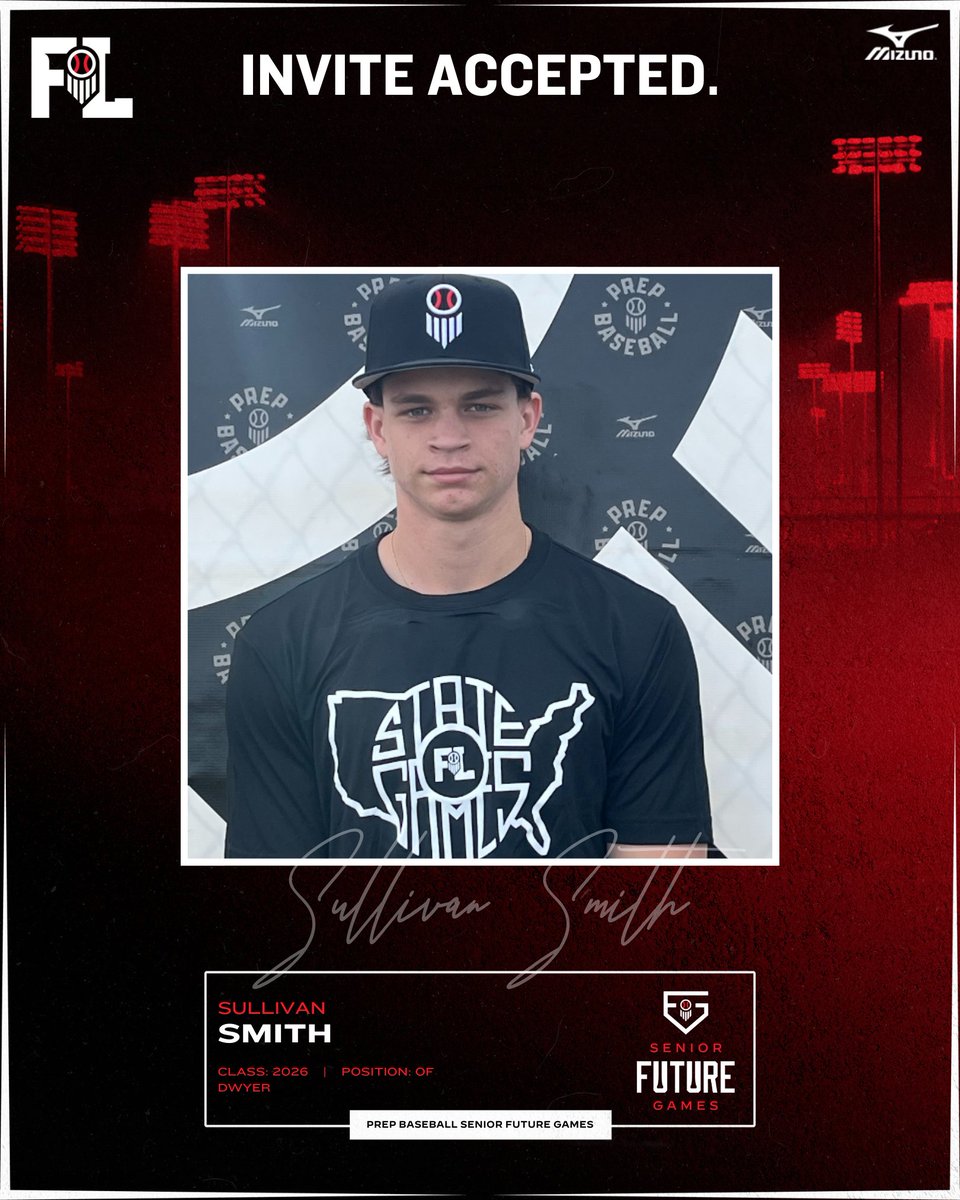 Prep Baseball Florida (@prepbaseballfl) on Twitter photo 𝗜𝗡𝗩𝗜𝗧𝗘 𝗔𝗖𝗖𝗘𝗣𝗧𝗘𝗗 ✅
'26 OF Sullivan Smith (Dwyer) is locked in for the 2025 <a href="/prepbaseball/">Prep Baseball</a> Senior Future Games!
#PBSFG25
<a href="/sullysmith24/">Sullivan Smith</a> | <a href="/DwyerHSbaseball/">Dwyer Baseball</a>
👤: loom.ly/Mpc13wo 𝗜𝗡𝗩𝗜𝗧𝗘 𝗔𝗖𝗖𝗘𝗣𝗧𝗘𝗗 ✅
'26 OF Sullivan Smith (Dwyer) is locked in for the 2025 <a href="/prepbaseball/">Prep Baseball</a> Senior Future Games!
#PBSFG25
<a href="/sullysmith24/">Sullivan Smith</a> | <a href="/DwyerHSbaseball/">Dwyer Baseball</a>
👤: loom.ly/Mpc13wo