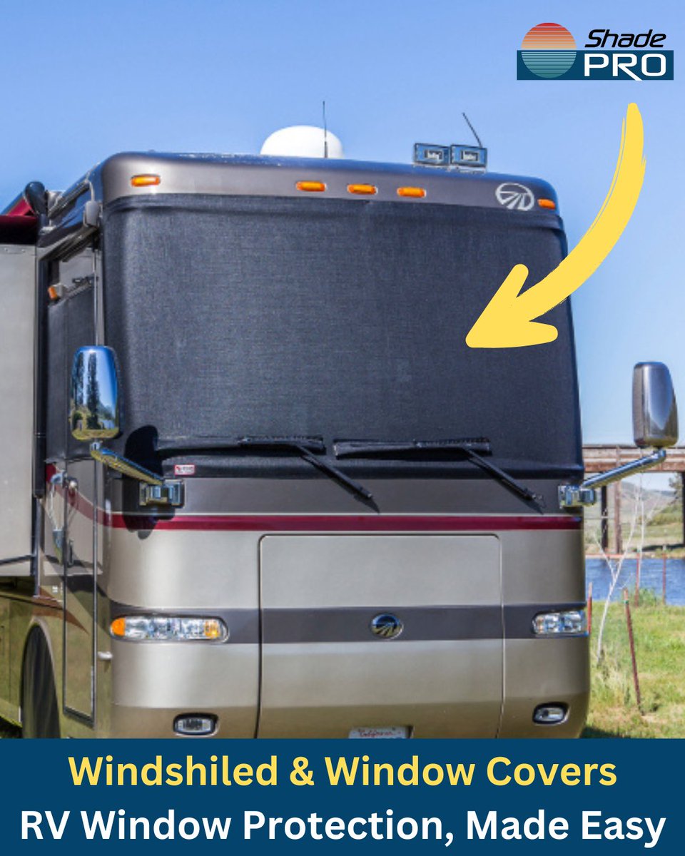 RVawnings's tweet photo. 🚌☀️ Keep Your RV Cool &amp; Covered 

Upgrade your ride with our best-selling windshield covers, designed to block heat and glare while still letting you enjoy the view. Made from durable vinyl-coated mesh and custom-fit to your RV’s year, make, and model.

👉https://t.co/FTGfu3uoqe https://t.co/mplwku4G0N