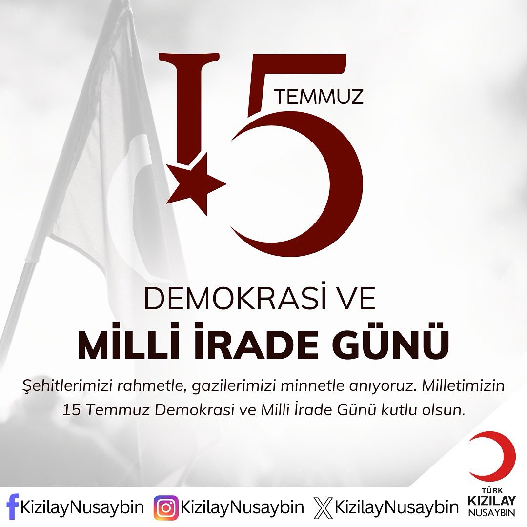 #15Temmuz Demokrasi ve Milli Birlik Günü'nün yıl dönümünde Devletimizin varlığı ve milletimizin bağımsızlığı yolunda canını feda eden aziz şehitlerimize Allah’tan rahmet diliyor, gazilerimizi minnet ve şükranla anıyoruz.