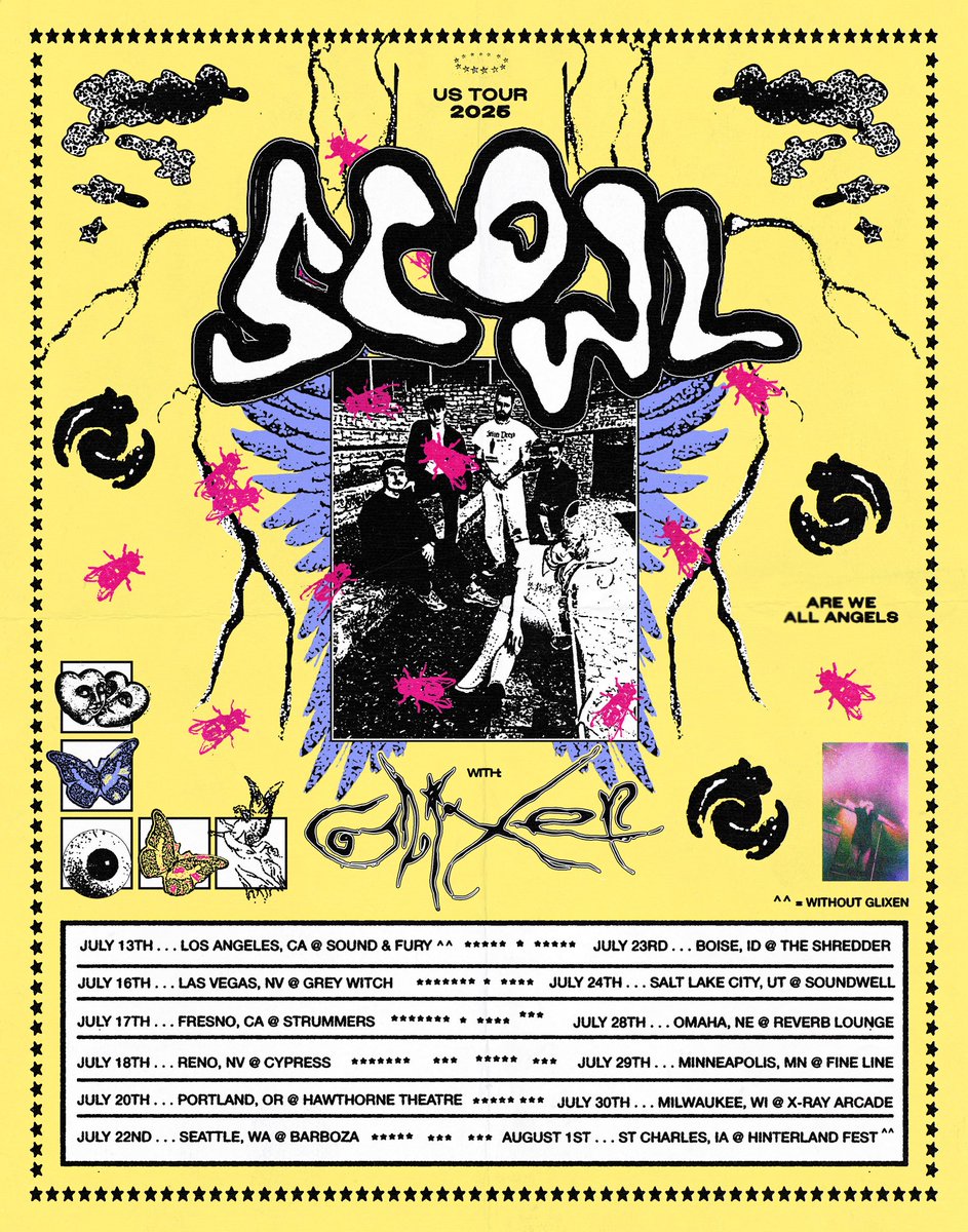 Our headline tour starts this week! 🌼 So excited to be bringing Glixen with us to these cities. Get your tickets now and we’ll see you soon! 

scowl40831.com