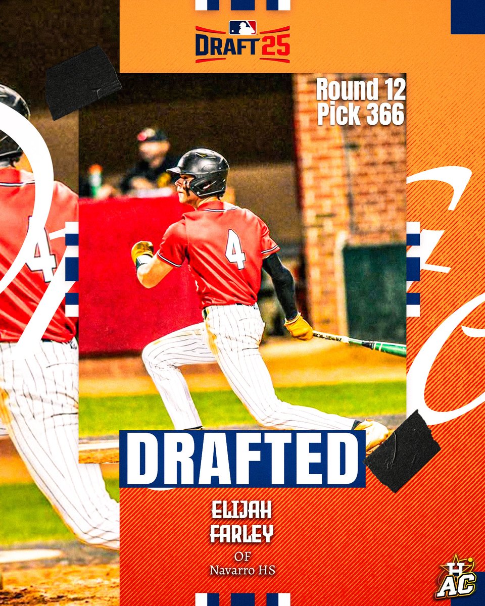 The #Astros take Navarro HS OF Elijah Farley with the 366th pick in the 2025 MLB draft!!