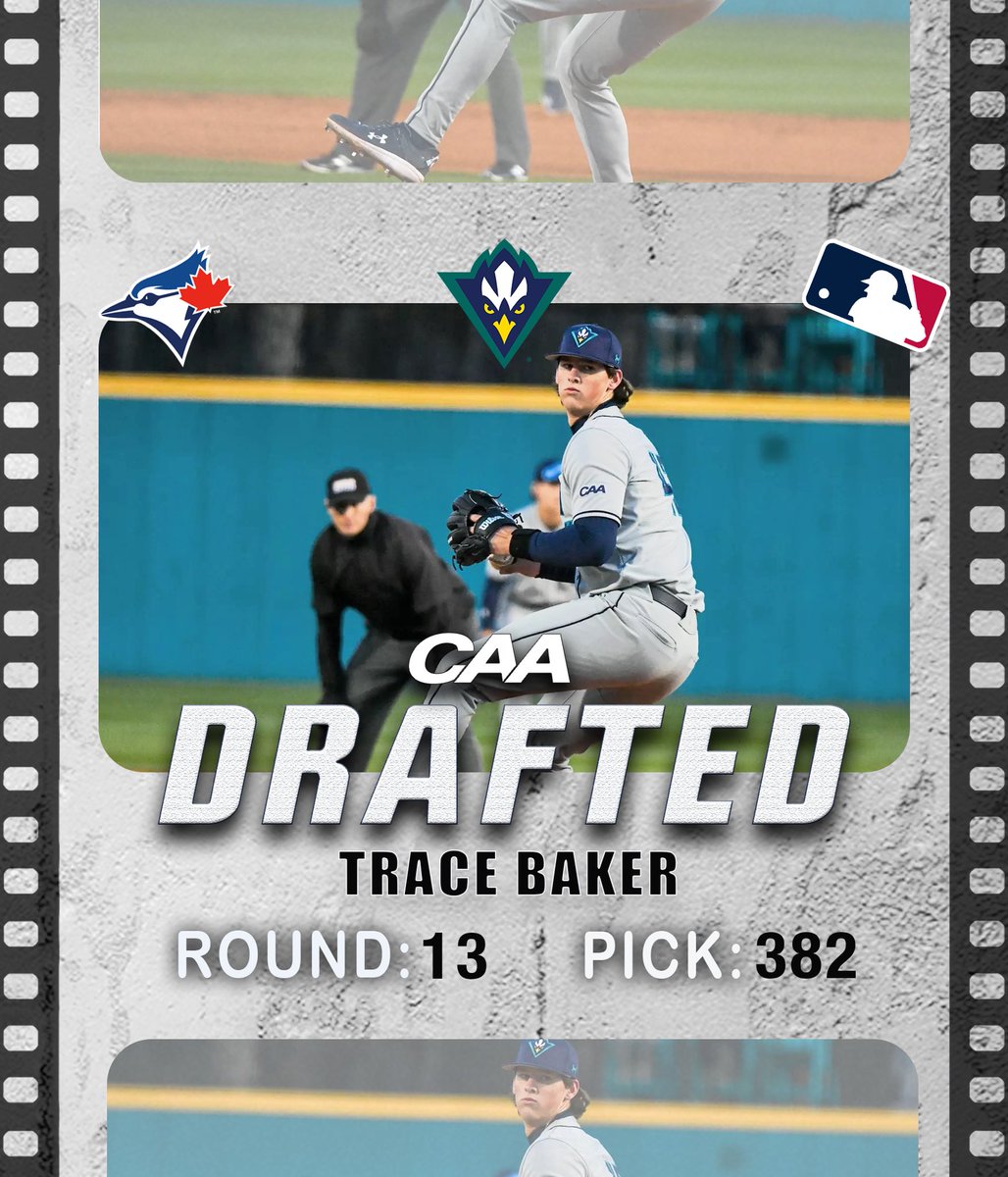 CAASports's tweet image. ⚾️ With the 382nd pick in the @mlb Draft, the @BlueJays select @uncwbaseball’s Trace Baker!
#CAABaseball