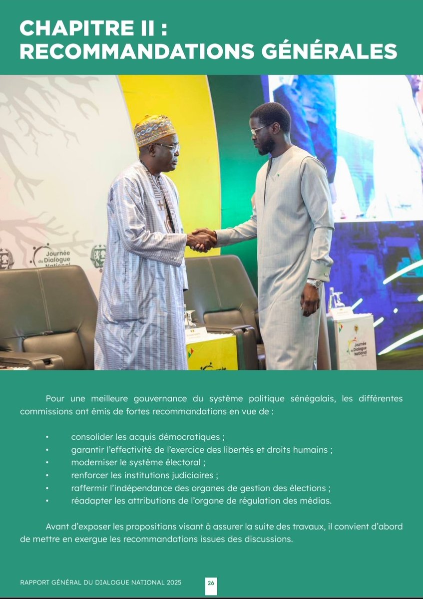as_cleverO's tweet image. Le Rapport général du Dialogue national "sur le système politique sénégalais" a été remis ce lundi au Président @PR_Diomaye
#Recommandations Générales au nombre de 18.

Téléchargez le document ici 🔗 bit.ly/rp_dialoguenat…
