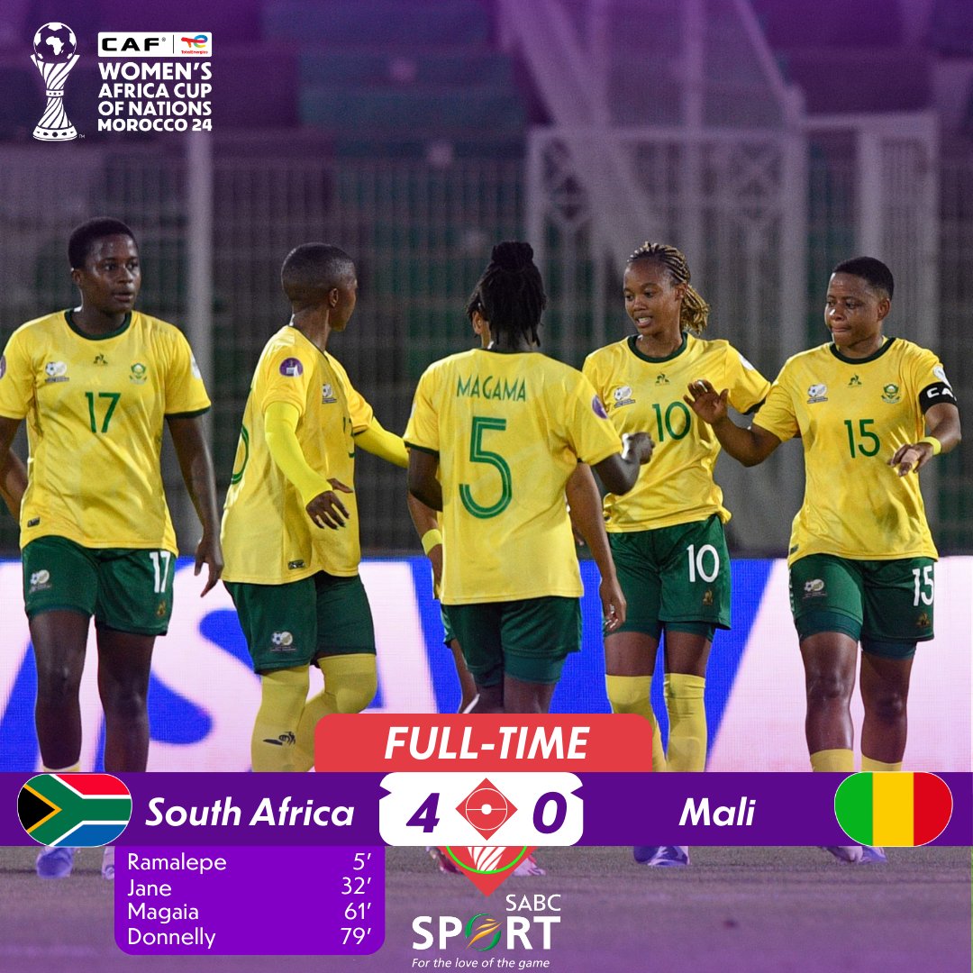 Defending Champions Banyana Banyana with a massive win against Mali to top group C.