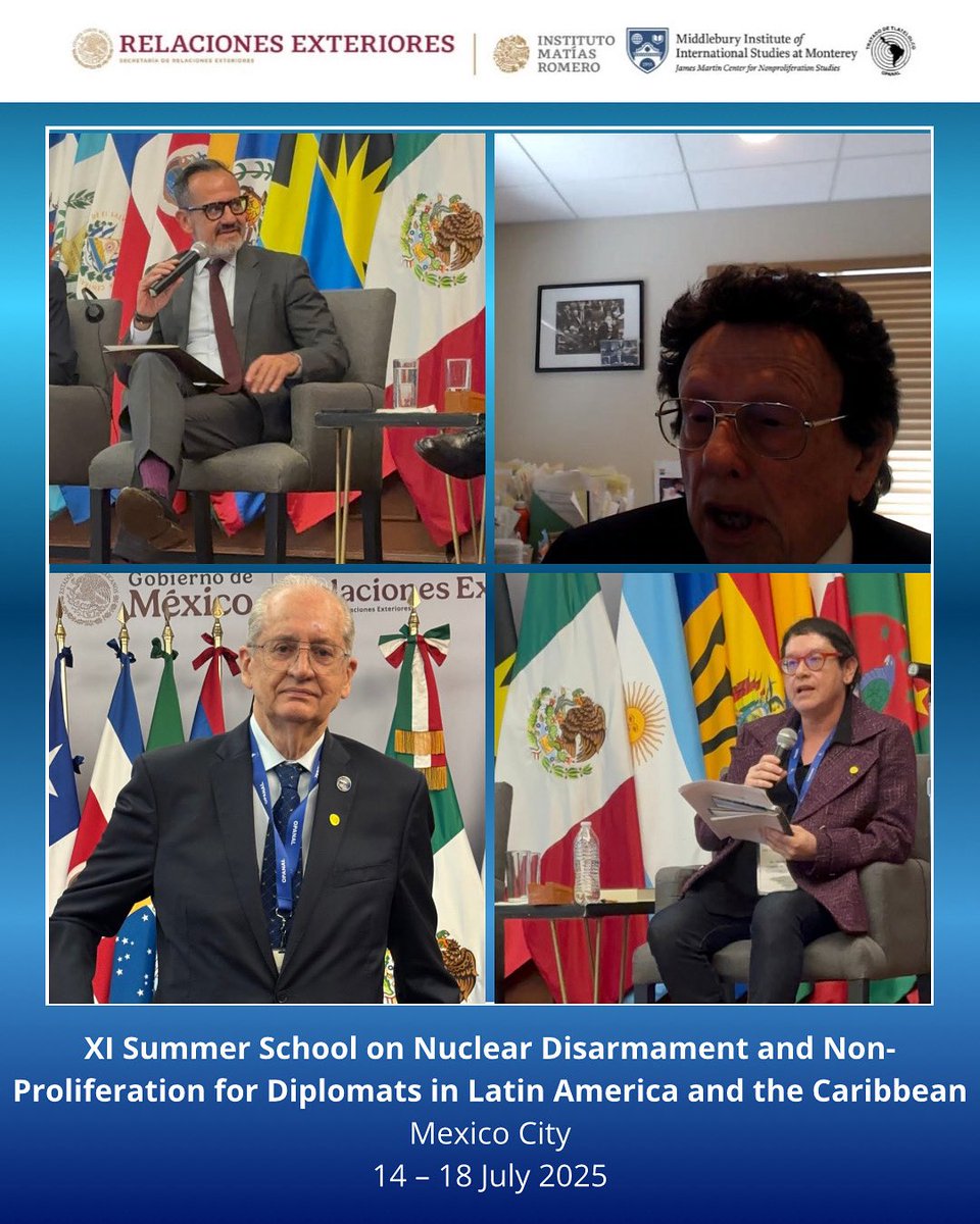 OPANAL (@opanal) on Twitter photo Day 1 #SummerSchool
High-level panel: The Dawn of the nuclear age: 80 Years later
Moderator: Jean du Preez, Program Director for Education and Training, CNS
Panelists:
🔹Enrique Ochoa, <a href="/SRE_mx/">Relaciones Exteriores</a>
🔹William Potter, <a href="/JamesMartinCNS/">CNS</a>
🔹 Flávio Roberto Bonzanini, SG
🔹<a href="/mcrosasg/">María Cristina Rosas</a> UNAM Day 1 #SummerSchool
High-level panel: The Dawn of the nuclear age: 80 Years later
Moderator: Jean du Preez, Program Director for Education and Training, CNS
Panelists:
🔹Enrique Ochoa, <a href="/SRE_mx/">Relaciones Exteriores</a>
🔹William Potter, <a href="/JamesMartinCNS/">CNS</a>
🔹 Flávio Roberto Bonzanini, SG
🔹<a href="/mcrosasg/">María Cristina Rosas</a> UNAM