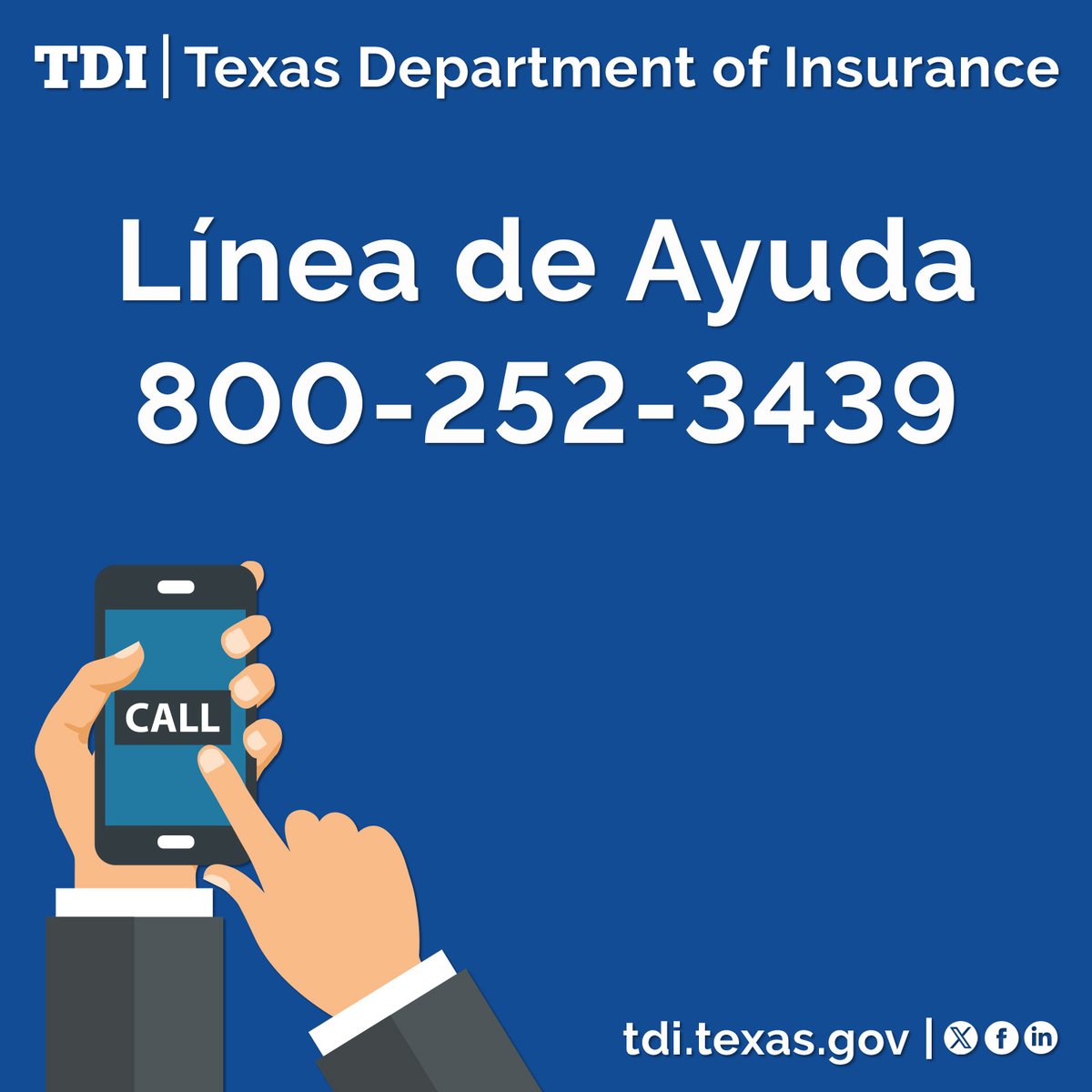 TDIespanol's tweet image. Nuestra Línea de Ayuda está abierta de 8 a.m. a 7 p.m. esta semana para contestar sus preguntas sobre seguros.
☎️ Llame al 800-252-3439.
Recursos:
🌊 bit.ly/texas-flood-in…
🚗 bit.ly/car-flooded-sp
🏠 bit.ly/home-damage-sp
📝 bit.ly/tdi-claim-help…