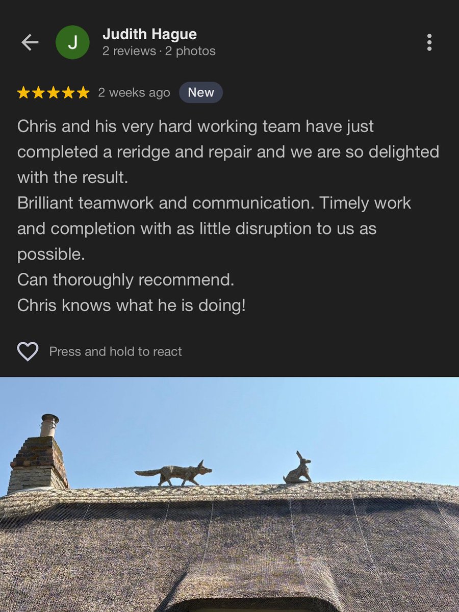 c_dodson_thatch's tweet image. Don’t just take our word for it, listen to our customers. We also don’t give ourselves 5* reviews, yes, there some out there who do 🙄🙄🙄🙄 #thatching #masterthatchers #ruralcrafts #cambridgeshire