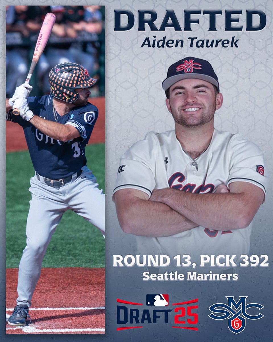 Saint Mary's Baseball (@smc_baseball) on Twitter photo Aiden ➡️ The Show
Congratulations to our guy Aiden Taurek for being taken by the <a href="/Mariners/">Seattle Mariners</a> in the 2025 MLB Draft!
#GaelsRise Aiden ➡️ The Show
Congratulations to our guy Aiden Taurek for being taken by the <a href="/Mariners/">Seattle Mariners</a> in the 2025 MLB Draft!
#GaelsRise