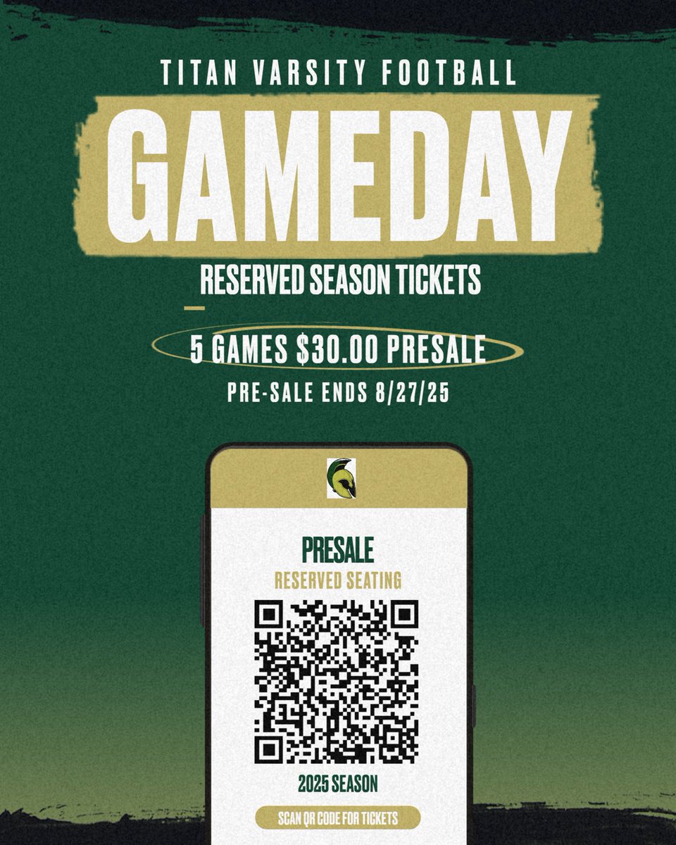 SW Legacy Titan Reserved Football are Tickets are on sale!