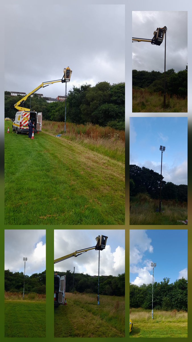 👷‍♂️Work began today on upgrading the floodlights on the top field. Will make a huge difference come the dark winter months. Diolch Rhys Samuel. 👏🏻

#YmlaenYPiod 

⚫️⚪️🏉💡