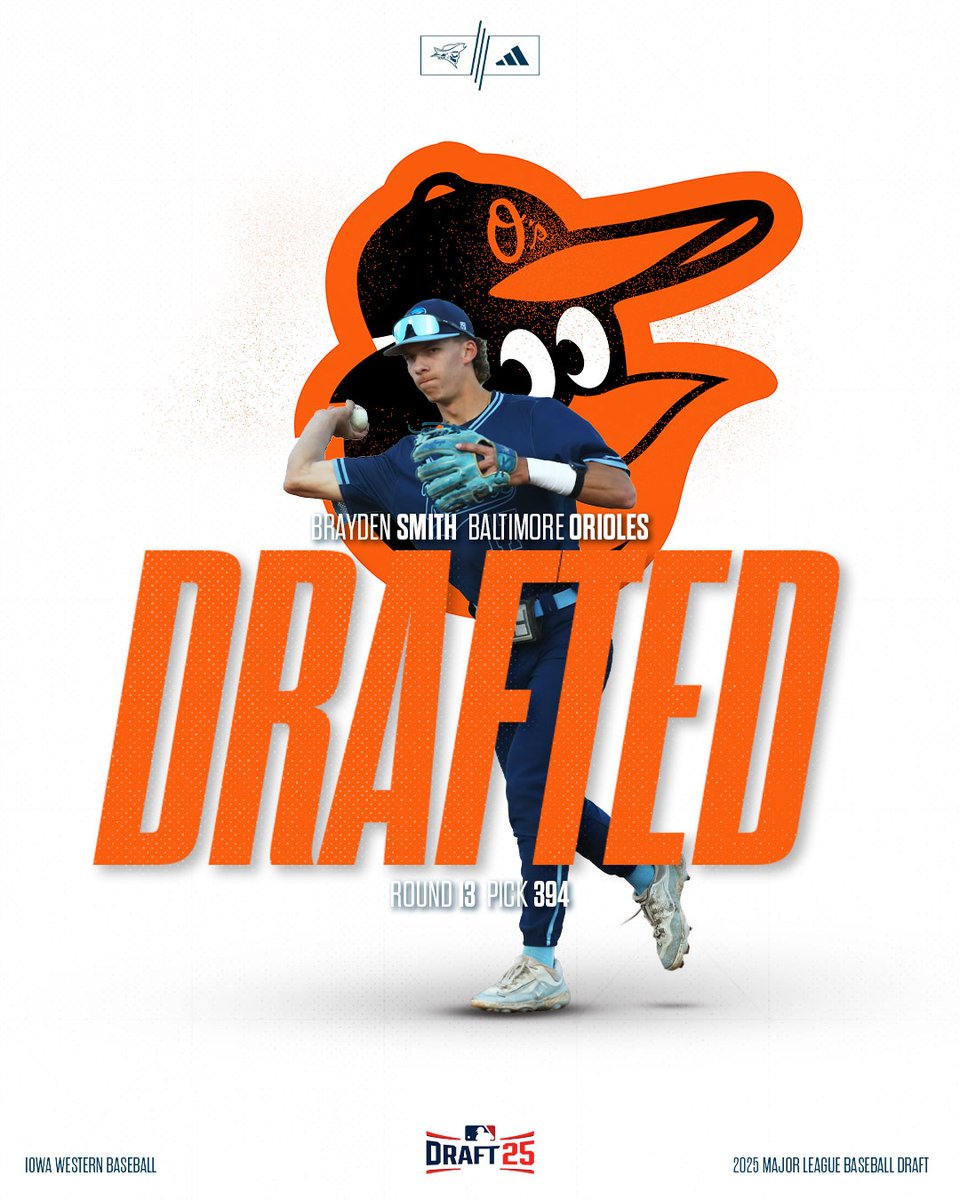 Iowa Western Reivers (@goreivers) on Twitter photo 🚨 DRAFTED! 🚨
The <a href="/Orioles/">Baltimore Orioles</a> select former Reiver Brayden Smith in the 13th round of the 2025 <a href="/MLBDraft/">MLB Draft</a>!
#SailsUP x <a href="/reiverbaseball/">Iowa Western Reivers Baseball</a> 🚨 DRAFTED! 🚨
The <a href="/Orioles/">Baltimore Orioles</a> select former Reiver Brayden Smith in the 13th round of the 2025 <a href="/MLBDraft/">MLB Draft</a>!
#SailsUP x <a href="/reiverbaseball/">Iowa Western Reivers Baseball</a>