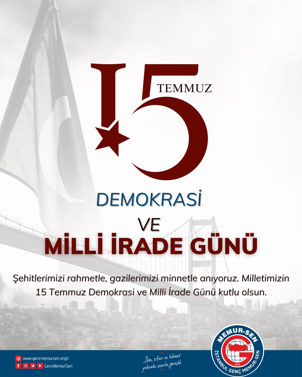 gencmemursen34's tweet photo. 15 Temmuz, bir milletin yeniden dirilişidir.🇹🇷

Korkunun yerini cesarete, sessizliğin yerini tekbir seslerine bıraktığı bu gece de şehitlik mertebesine yürüyen aziz şehitlerimize Allah’tan rahmet diliyoruz.🇹🇷

#15TemmuzDestanı https://t.co/lBHZvIWbCj