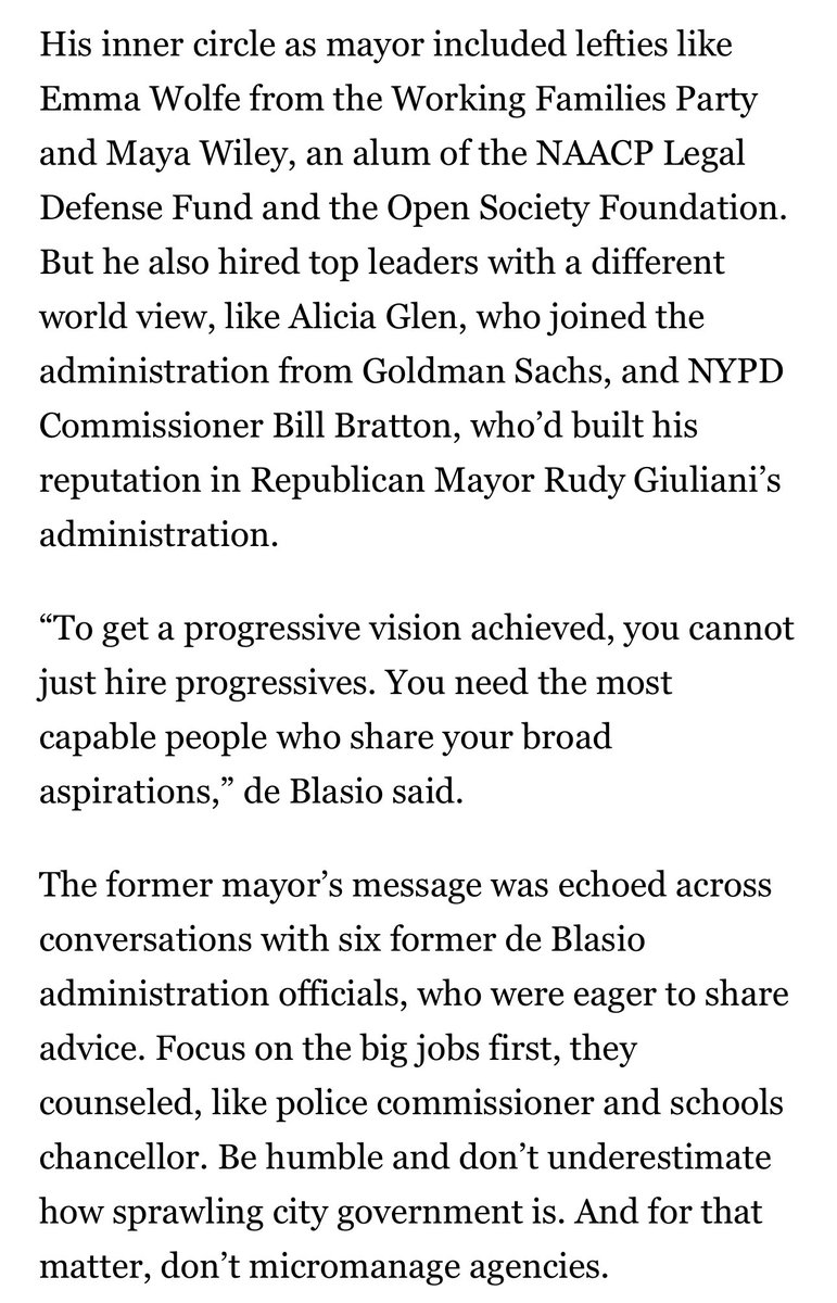 rohmerfan1127's tweet photo. Mamdani is “looking outside his ideological cohort” to prove that “progressives can govern,” sourcing his post-primary hires from the Democratic Establishment + union bureaucracy and taking the advice of Bill de Blasio and his inner circle. https://t.co/tgMHJ8dpTB
