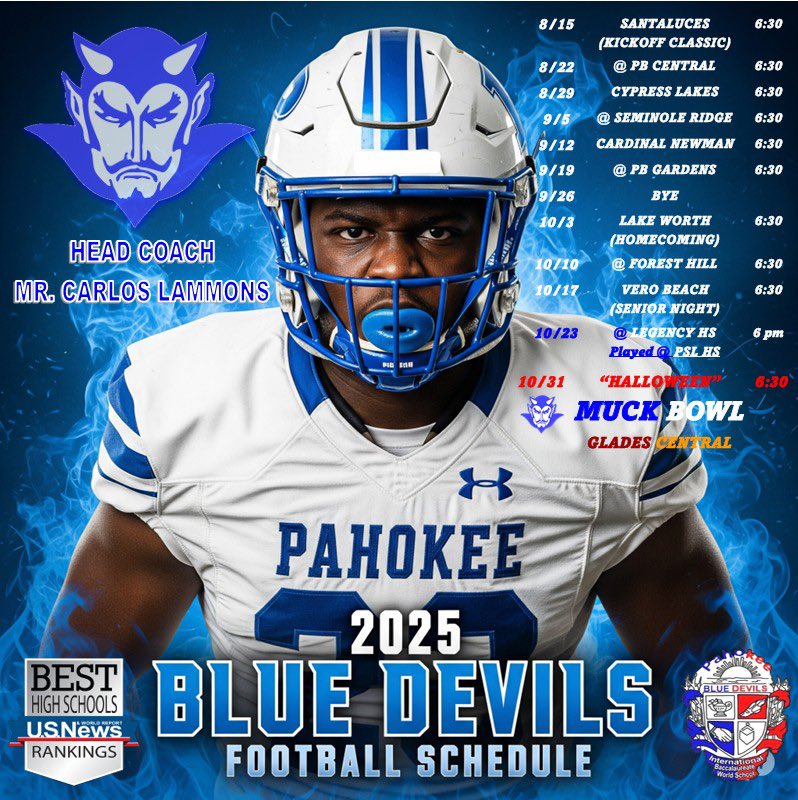 Official Pahokee Middle Senior High School Football Schedule for FY26.