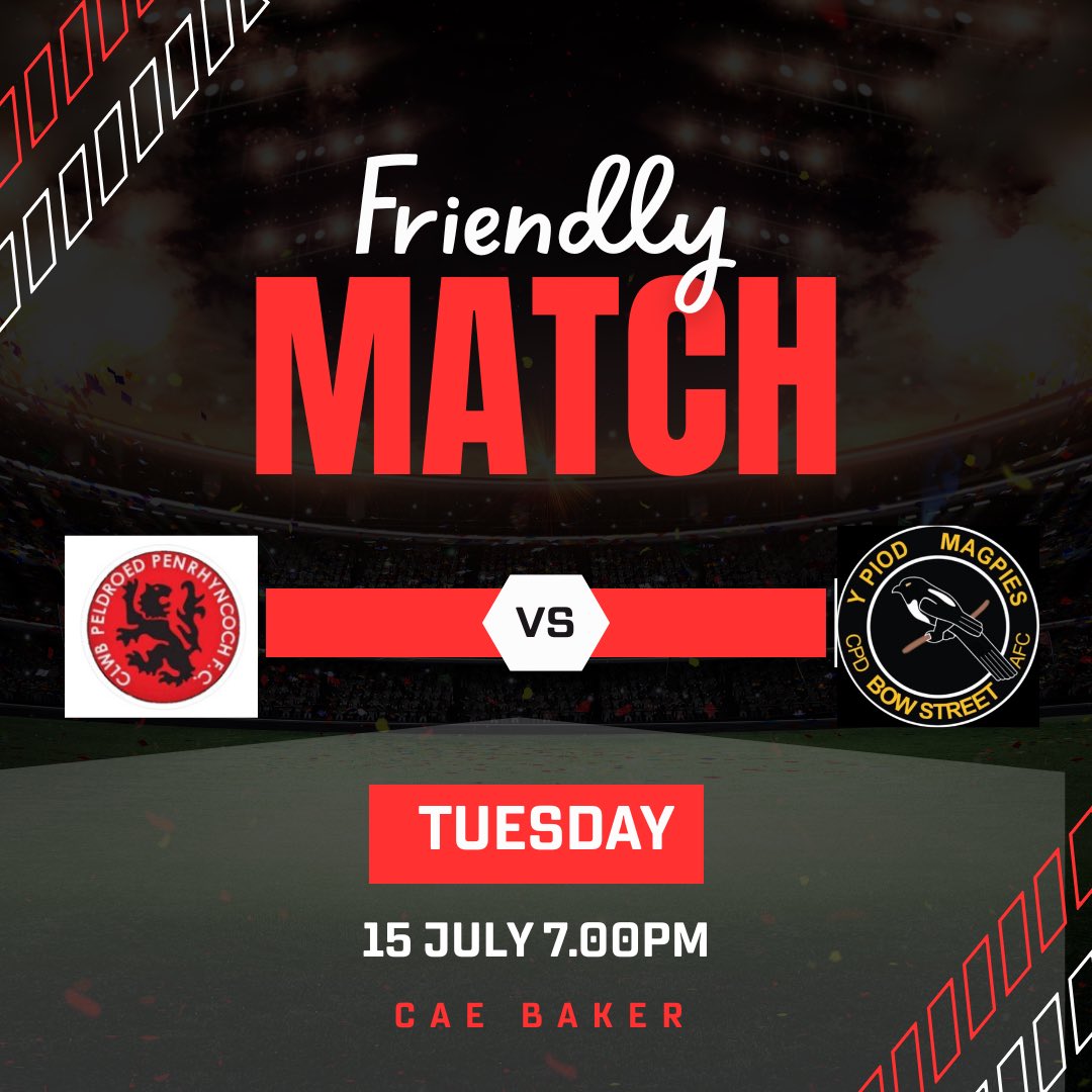 Penrhyncoch FC ๐ด๓ ง๓ ข๓ ท๓ ฌ๓ ณ๓ ฟ (@penrhyncochfc) on Twitter photo ๐
Tomorrow we host our neighbours <a href="/BowStreetFC/">Bow Street FC</a> to Cae Baker in a
pre season local derby fixture.
โฐ 7:00pm KO
๐๏ธ Adults - ยฃ3, under 16โs free ๐
๐ก Cae Baker, Penrhyncoch
Come down and enjoy some midweek football! ๐
#roosters ๐ดโซ๏ธ ๐
Tomorrow we host our neighbours <a href="/BowStreetFC/">Bow Street FC</a> to Cae Baker in a
pre season local derby fixture.
โฐ 7:00pm KO
๐๏ธ Adults - ยฃ3, under 16โs free ๐
๐ก Cae Baker, Penrhyncoch
Come down and enjoy some midweek football! ๐
#roosters ๐ดโซ๏ธ