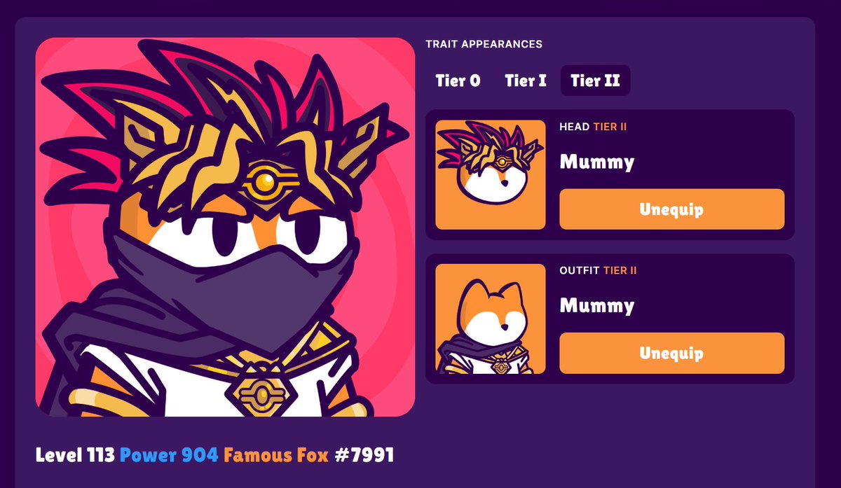 Tier 2 and Tier 3 trait upgrades are live for the Summoned Foxes!🦊🔥

You can head over to the My Foxes page to update the head and outfit traits using $FOXY ✨