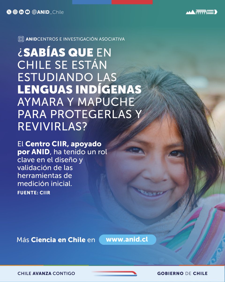 Agencia Nacional de Investigación y Desarrollo (@anid_chile) on Twitter photo ¿Cuántas personas aún hablan aymara y mapudungun? El <a href="/CentroCIIR/">CIIR</a>, apoyado por <a href="/ANID_Chile/">Agencia Nacional de Investigación y Desarrollo</a>, es parte de una iniciativa liderada por el <a href="/MinDesarrollo/">Ministerio de Desarrollo Social y Familia</a>, para medir el estado de estas lenguas y apoyar su conservación y enseñanza a nuevas generaciones. Conoce más en: ¿Cuántas personas aún hablan aymara y mapudungun? El <a href="/CentroCIIR/">CIIR</a>, apoyado por <a href="/ANID_Chile/">Agencia Nacional de Investigación y Desarrollo</a>, es parte de una iniciativa liderada por el <a href="/MinDesarrollo/">Ministerio de Desarrollo Social y Familia</a>, para medir el estado de estas lenguas y apoyar su conservación y enseñanza a nuevas generaciones. Conoce más en: