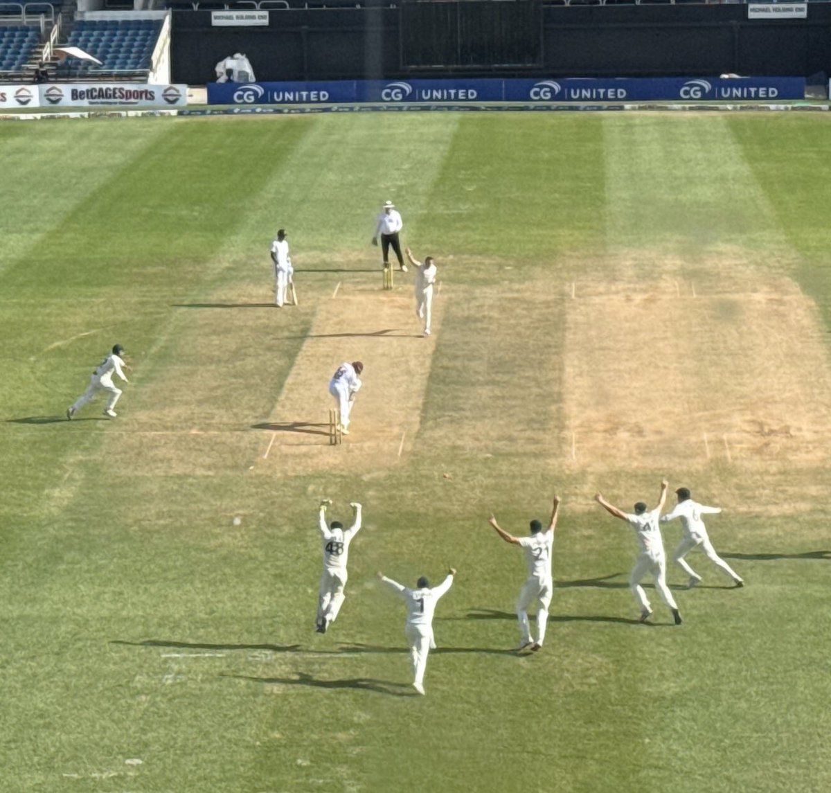The moment. The reaction. The Scott Boland hat-trick at Sabina Park #WIvAus