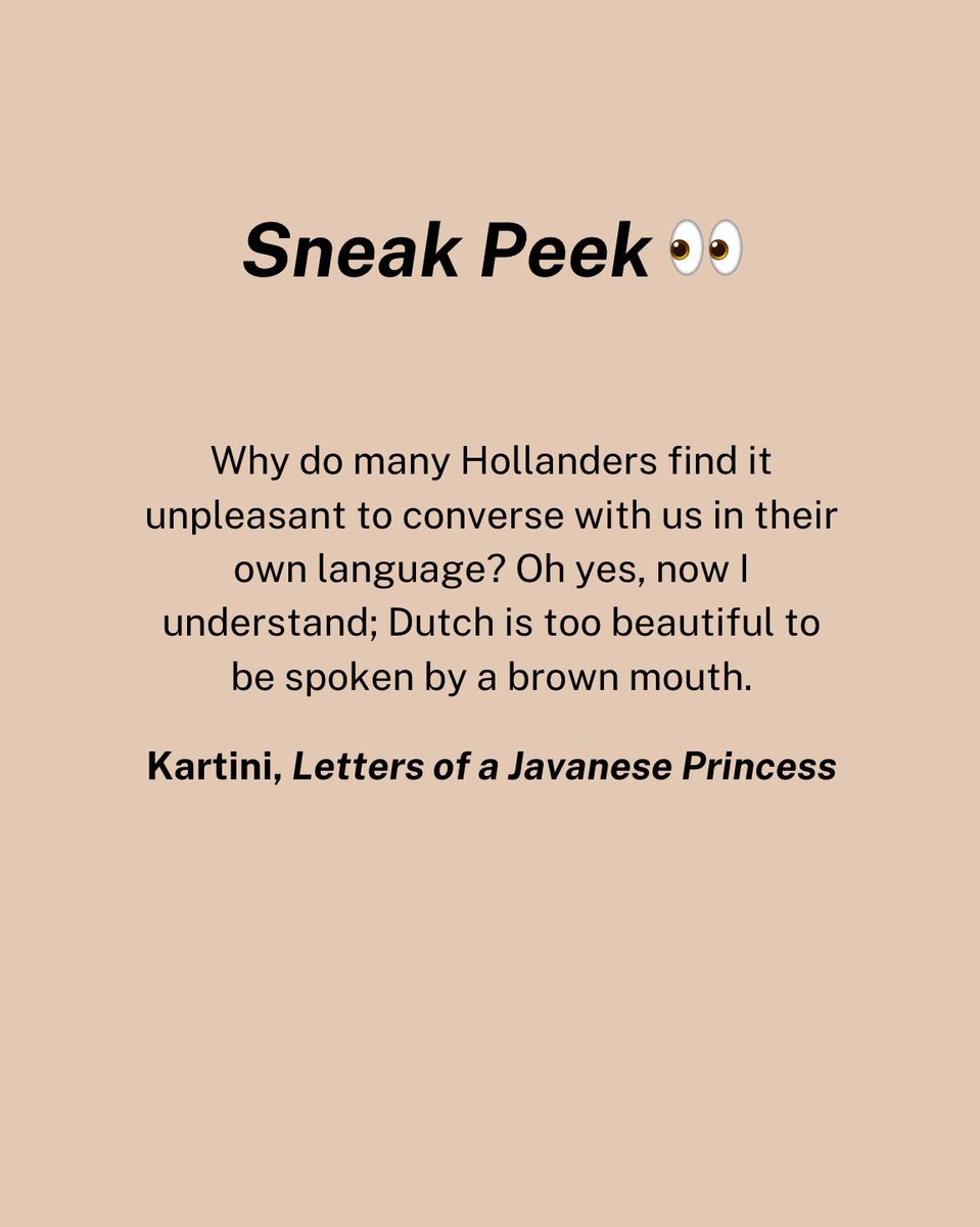 What does it mean to think and dream in a foreign language? 

It was such feelings of restless unbelonging that fueled a rising conviction within Dutch East Indies society; a conviction that something new had to be born.

Join us this week, Whatsapp group: chat.whatsapp.com/KdiaF65tWWnHJw…