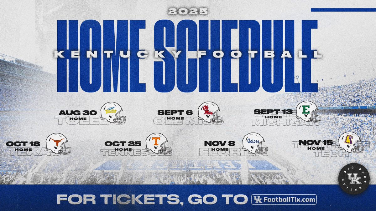 UKAthletics's tweet image. Primary-inventory single-game tickets for all of @ukfootball's home games go on sale to the public starting on Thursday, July 17 at 9 a.m. ET, exclusively online via Ticketmaster: bit.ly/4eXEhUE
📰🔗 bit.ly/3U9guY3