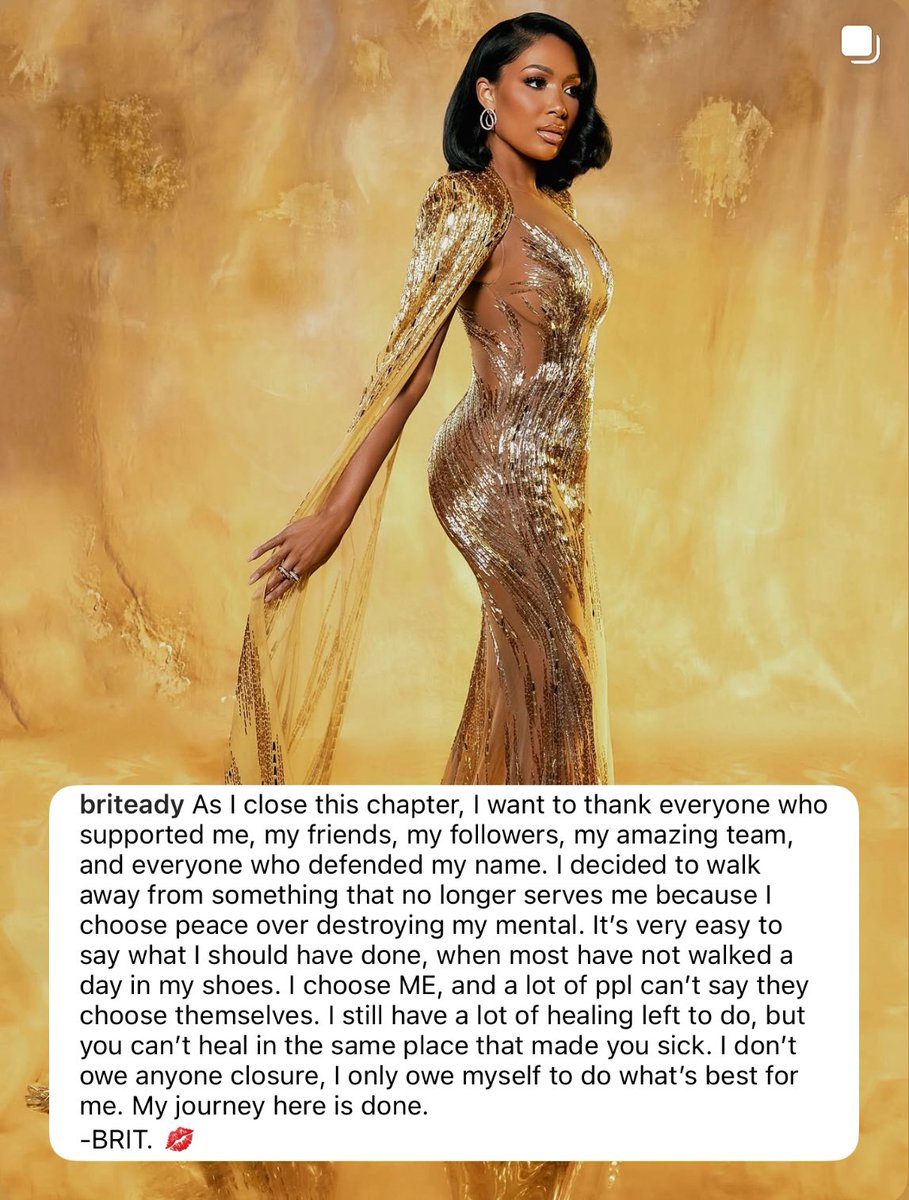 Brit Eady confirms she’s OUT from the next season of #RHOA in a new statement while revealing her reunion look!