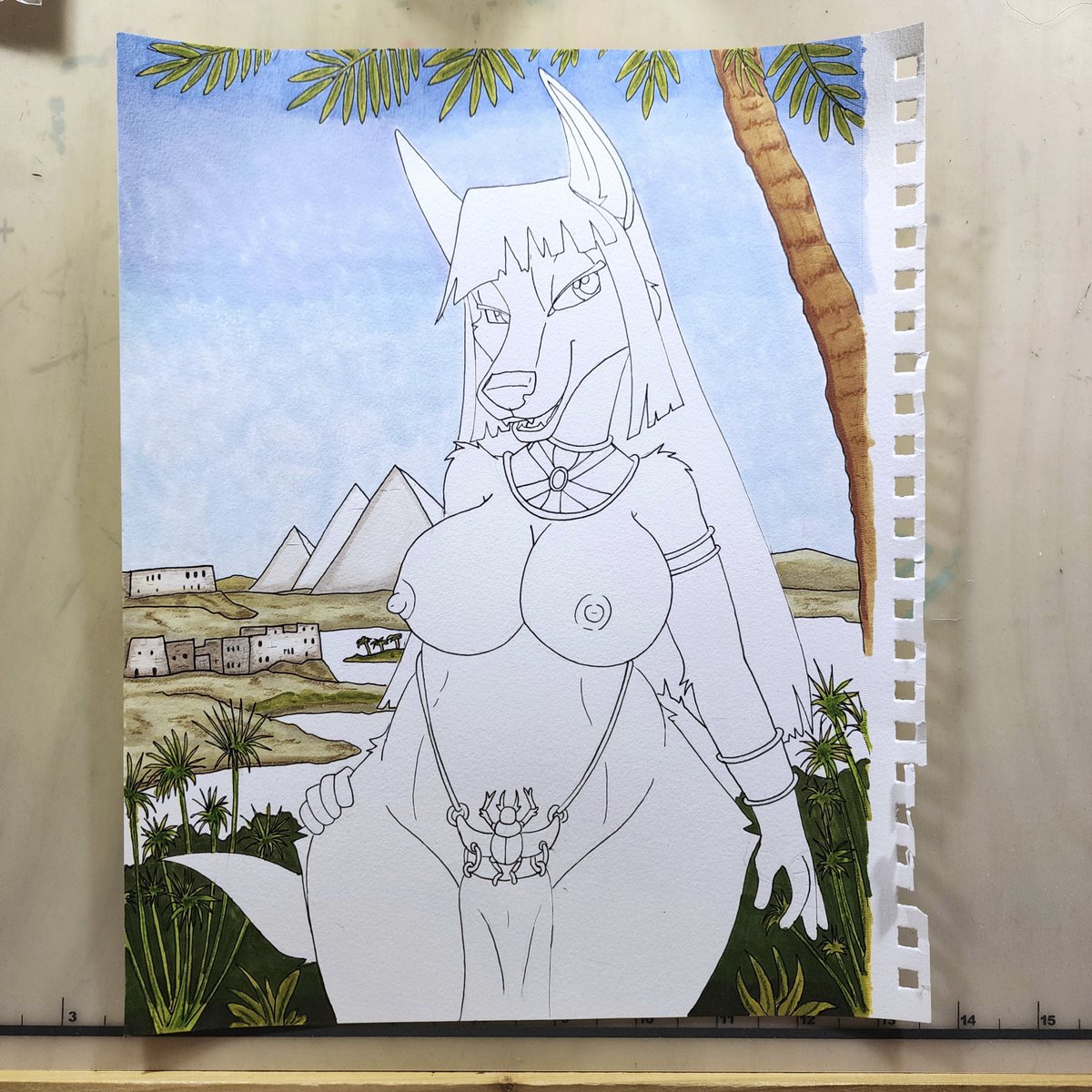StirlingCorgi's tweet photo. Finishing the background color on the lovely Anubis (Anput) goddess. #furry #furryart #anubis #anput #goddess #egypt https://t.co/ay7W5zuo54