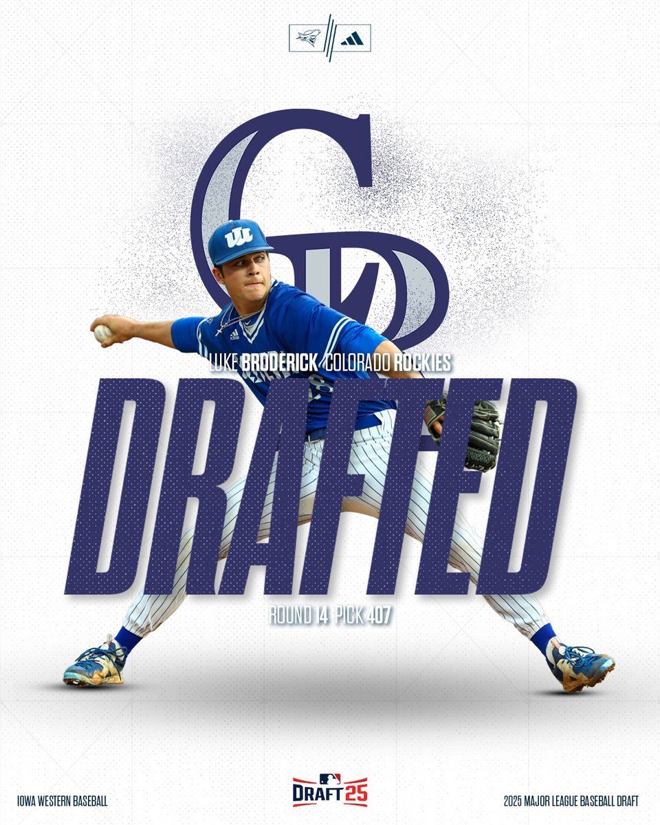 Iowa Western Reivers (@goreivers) on Twitter photo 🚨 DRAFTED! 🚨
The <a href="/Rockies/">Colorado Rockies</a> select former Reiver Luke Broderick in the 14th round of the 2025 <a href="/MLBDraft/">MLB Draft</a>!
#SailsUP x <a href="/reiverbaseball/">Iowa Western Reivers Baseball</a> 🚨 DRAFTED! 🚨
The <a href="/Rockies/">Colorado Rockies</a> select former Reiver Luke Broderick in the 14th round of the 2025 <a href="/MLBDraft/">MLB Draft</a>!
#SailsUP x <a href="/reiverbaseball/">Iowa Western Reivers Baseball</a>