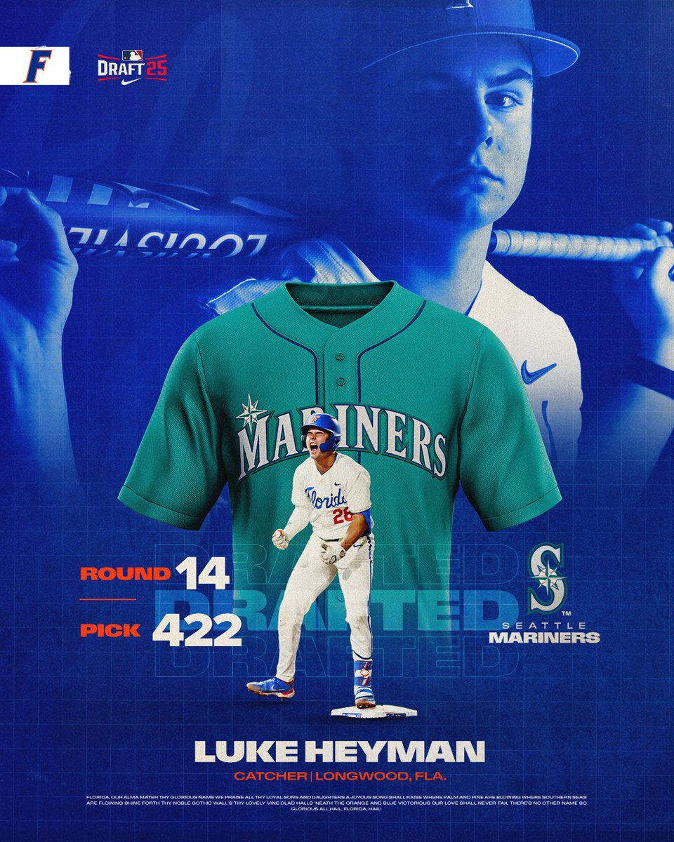 GatorsBB's tweet image. The Field General 🪖
Luke Hey is off the board!
#GatorMade // #GoGators