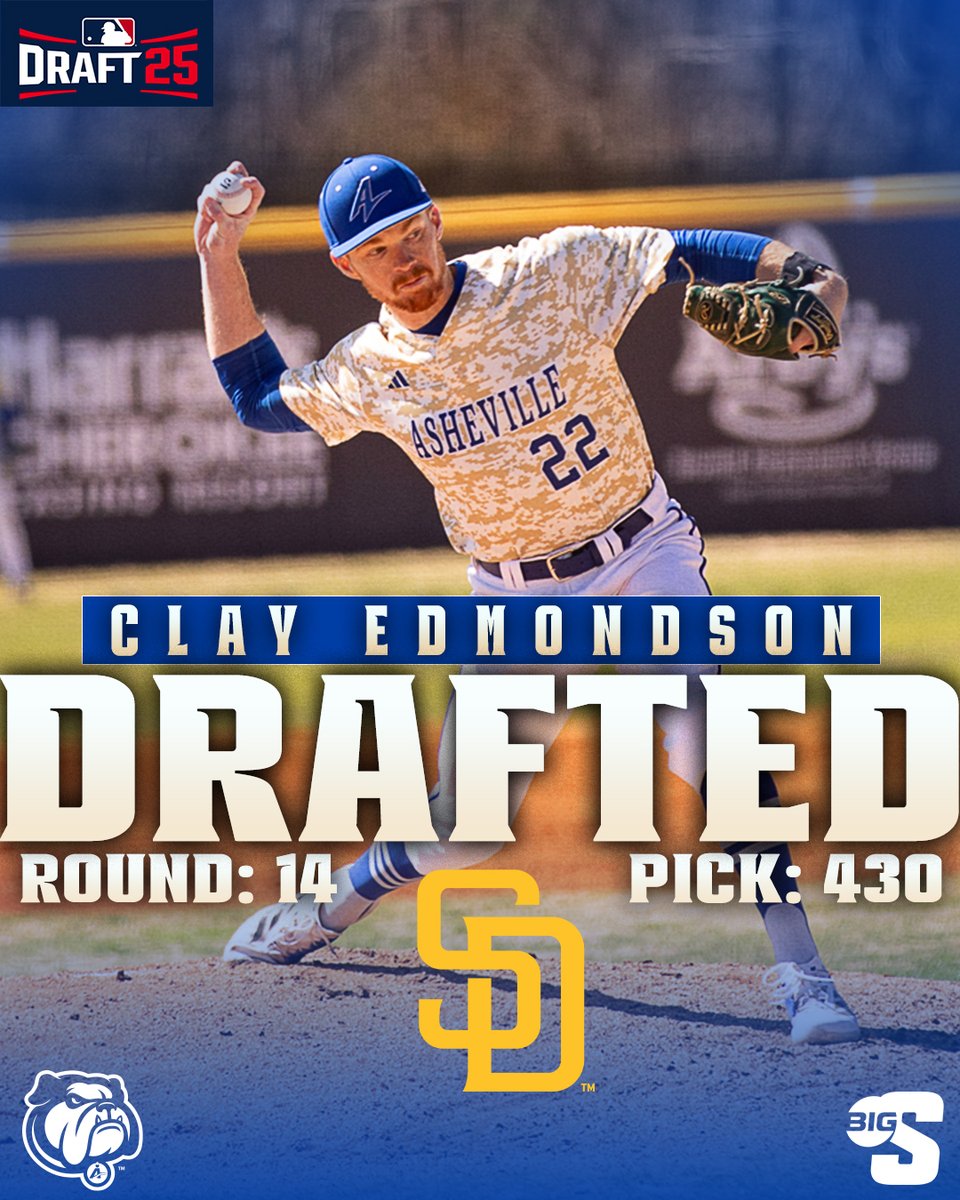 Big South Conference (@bigsouthsports) on Twitter photo .<a href="/UNCAvlBaseball/">Asheville Baseball</a> โก๏ธ <a href="/Padres/">San Diego Padres</a>
The 2025 Big South Pitcher of the Year has been drafted by San Diego in Round 14 of the <a href="/MLB/">MLB</a> Draft!
<a href="/clayedmondson16/">Clay Edmondson</a> x #BigSouthMade .<a href="/UNCAvlBaseball/">Asheville Baseball</a> โก๏ธ <a href="/Padres/">San Diego Padres</a>
The 2025 Big South Pitcher of the Year has been drafted by San Diego in Round 14 of the <a href="/MLB/">MLB</a> Draft!
<a href="/clayedmondson16/">Clay Edmondson</a> x #BigSouthMade