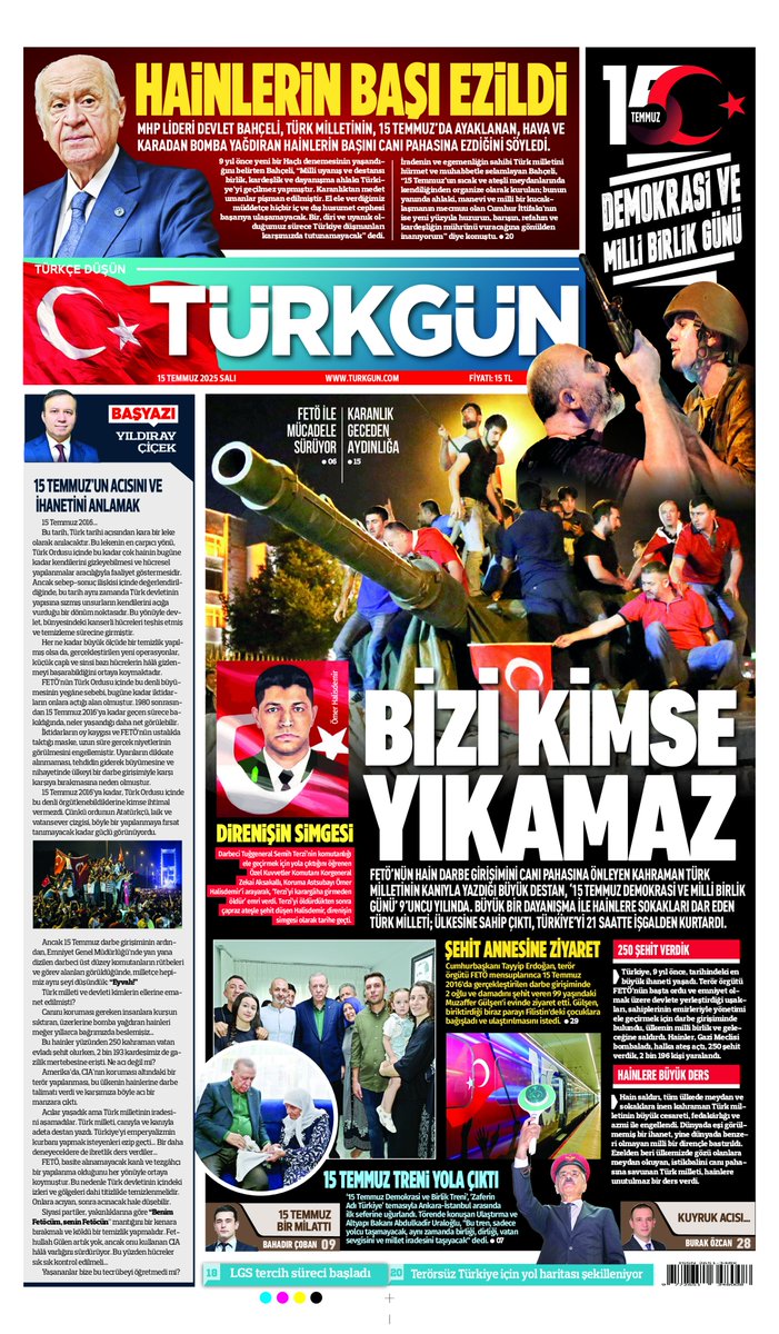 Gazetemizin 15 Temmuz 2025 Salı baskısını inceleyebilirsiniz... #Türkgün #turkgungazetesi