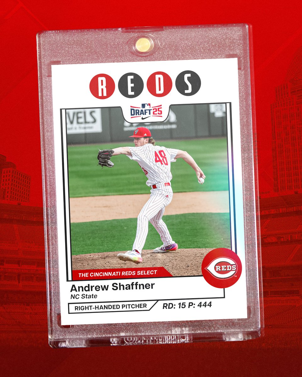 RedsOnTheRise's tweet image. With the 444th pick in the 2025 #MLBDraft, the Cincinnati Reds select RHP Andrew Shaffner.
Welcome to Reds Country, Andrew‼️