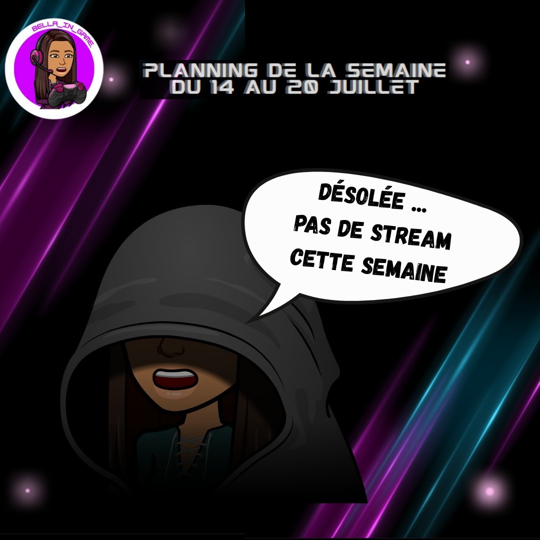🛌 Pause bien méritée cette semaine ! 🛌
Trop de fatigue accumulée… alors le mot d’ordre c’est : repos total 😴✨
Pas de stream cette semaine, je recharge les batteries pour revenir en forme 💪

Prenez soin de vous et à très vite 💜

📺 … instagr.am/p/DMGm7B9tUCq/