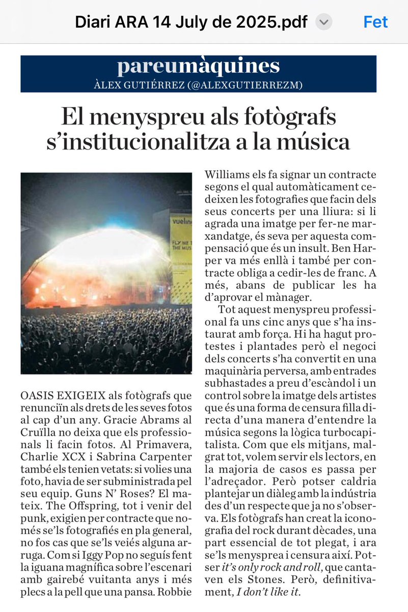 Roser Vilallonga (@roservilallonga) on Twitter photo ♾️ gràcies <a href="/AlexGutierrezM/">Àlex Gutiérrez</a> per denunciar públicament els abusos q patim els fotoperiodistes. La imatge és informació, cultura, història. Vetar el dret a la informació lliure i plural o manipular aquest dret és censura d la +barroera i un atemptat als drets fonamentals! #press ♾️ gràcies <a href="/AlexGutierrezM/">Àlex Gutiérrez</a> per denunciar públicament els abusos q patim els fotoperiodistes. La imatge és informació, cultura, història. Vetar el dret a la informació lliure i plural o manipular aquest dret és censura d la +barroera i un atemptat als drets fonamentals! #press