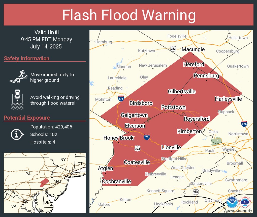Flash Flood Warning including Pottstown PA, Coatesville PA and  Harleysville PA until 9:45 PM EDT